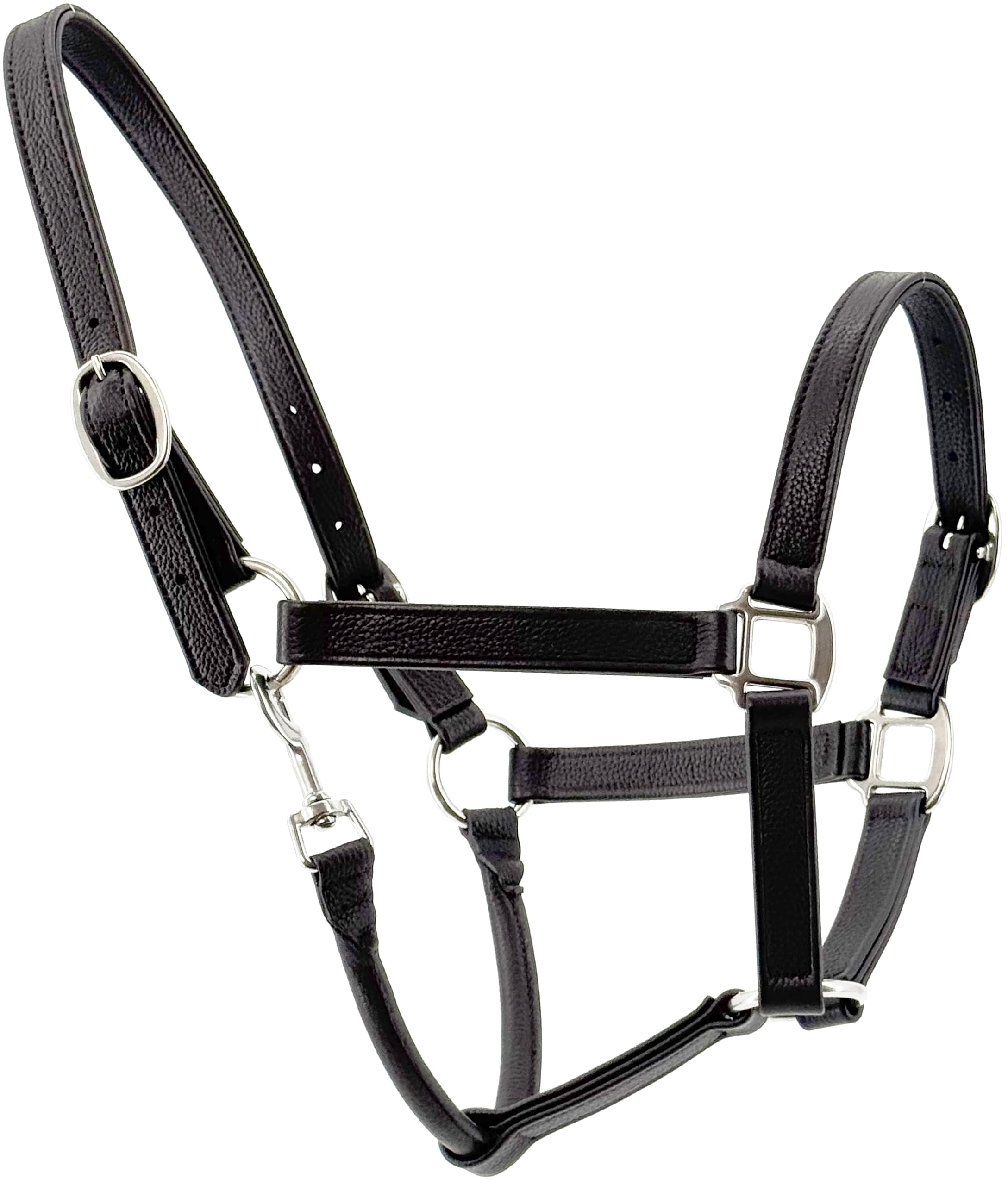 Jeereal Pferdehalfter aus weichem Leder, 2,2 cm, ausgefallene Nähte, gepolstertes Halfter mit Edelstahl-Hardware, verstellbares Lederhalfter für Pferde, Pferdezubehör, durchschnittliche Größe | Leder