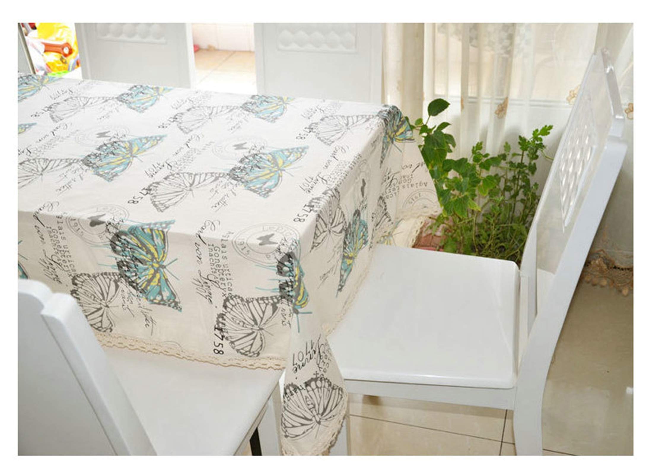 Nappe papillon en coton style moderne cachet de la poste 140x250cm