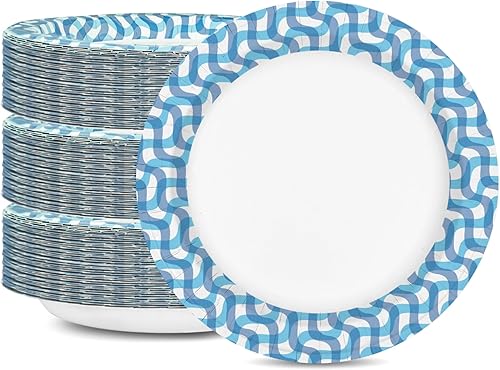 Ginkgo Platos de papel de 8.5 pulgadas a granel, 150 unidades, platos desechables gruesos resistentes para fiestas, bodas, cenas, cocina, picnic