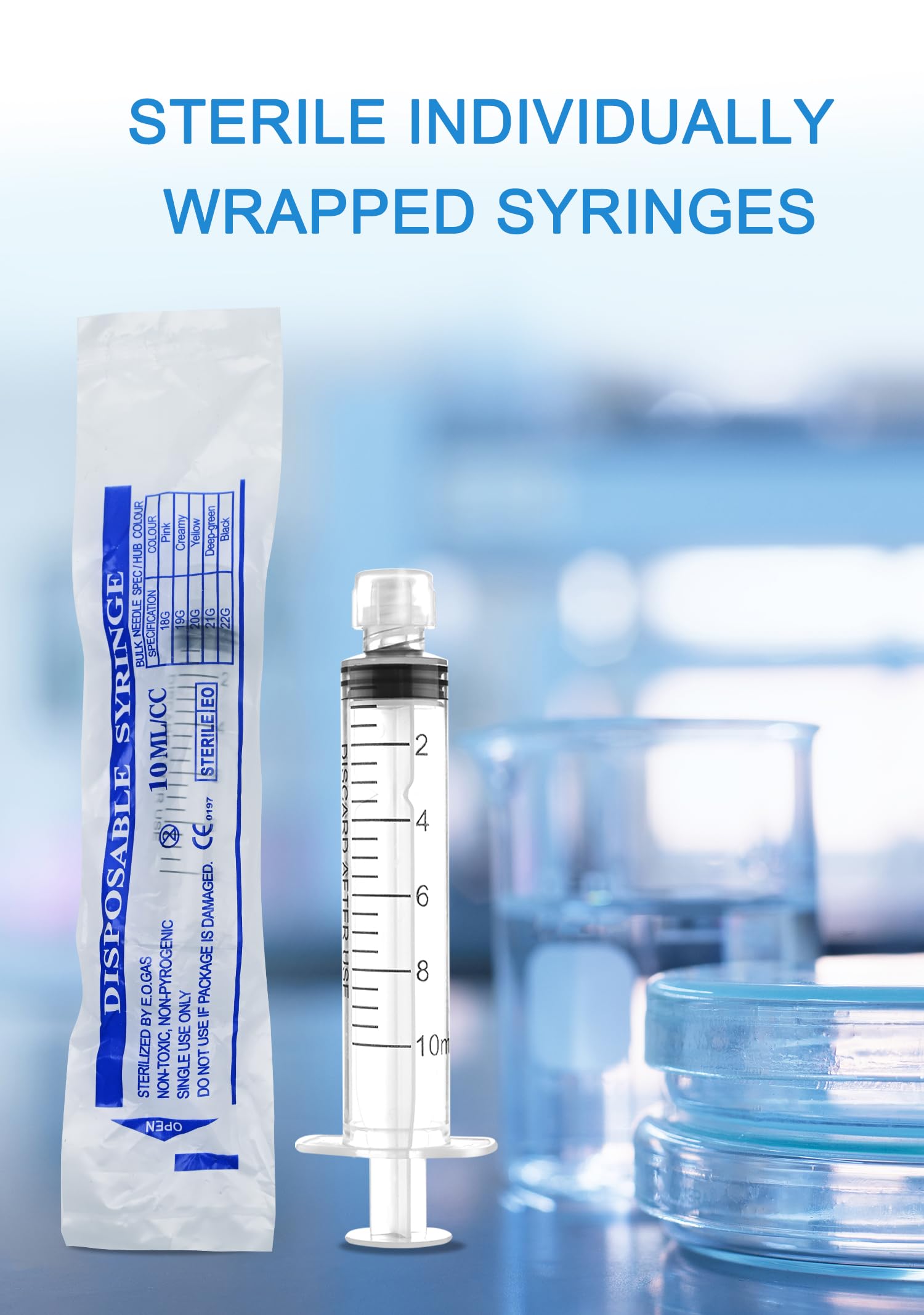 Luer Lock Syringe 10ml - Sterile Disposable Syringes 50 Pack — Amazon image 7