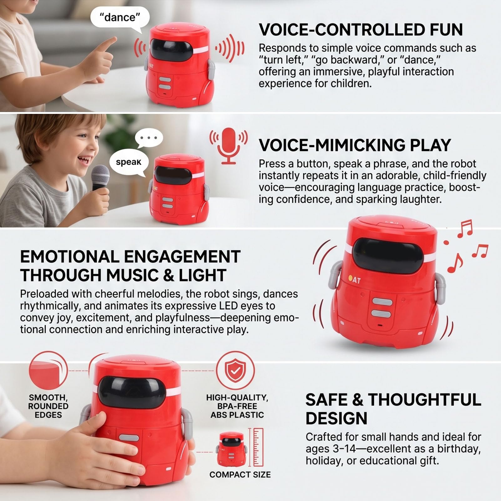 Matybobe Robot Inteligente para Niños, Compañero Interactivo con Control