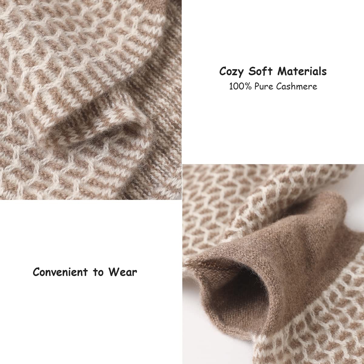 YUONNY Cachemira Pura Bufanda de Cuello de Punto, Mujer Pañuelo Cálida de Punto con Ojo de Cerradura, Moda Braga Cuello Otoño Invierno Calentador de Cuello Suave Cachemira para Regalos Deporte Coffee