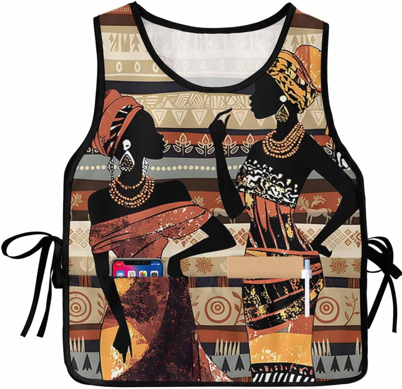 Historical African Women Cobbler Aprons with 2 Large Pockets for Men Women, Smock Apron for Chef Clothing Protector