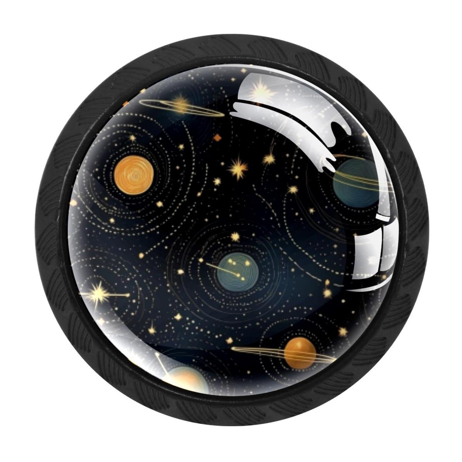 CHENZZZZ 4 Pieces Planet Star Drawer Knobs, 35mm Black Cabinet Knobs, Drawer Pulls and Knobs, Dresser Drawer Knobs, Cabinet Hardware Kitchen Cabinet Knobs
