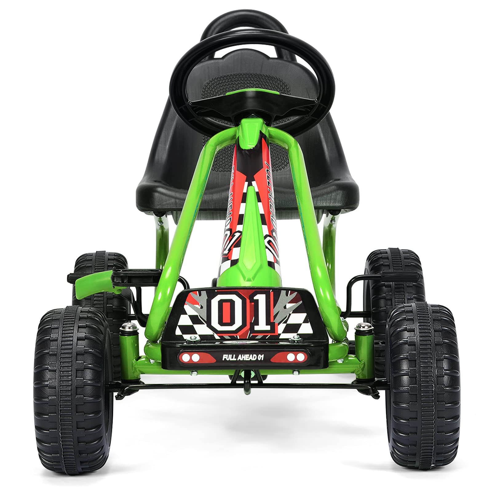 Go Kart dla Dzieci RELAX4LIFE 4 Koła, Fotelik Regulowany, Hamulec Ręczny, Zielony