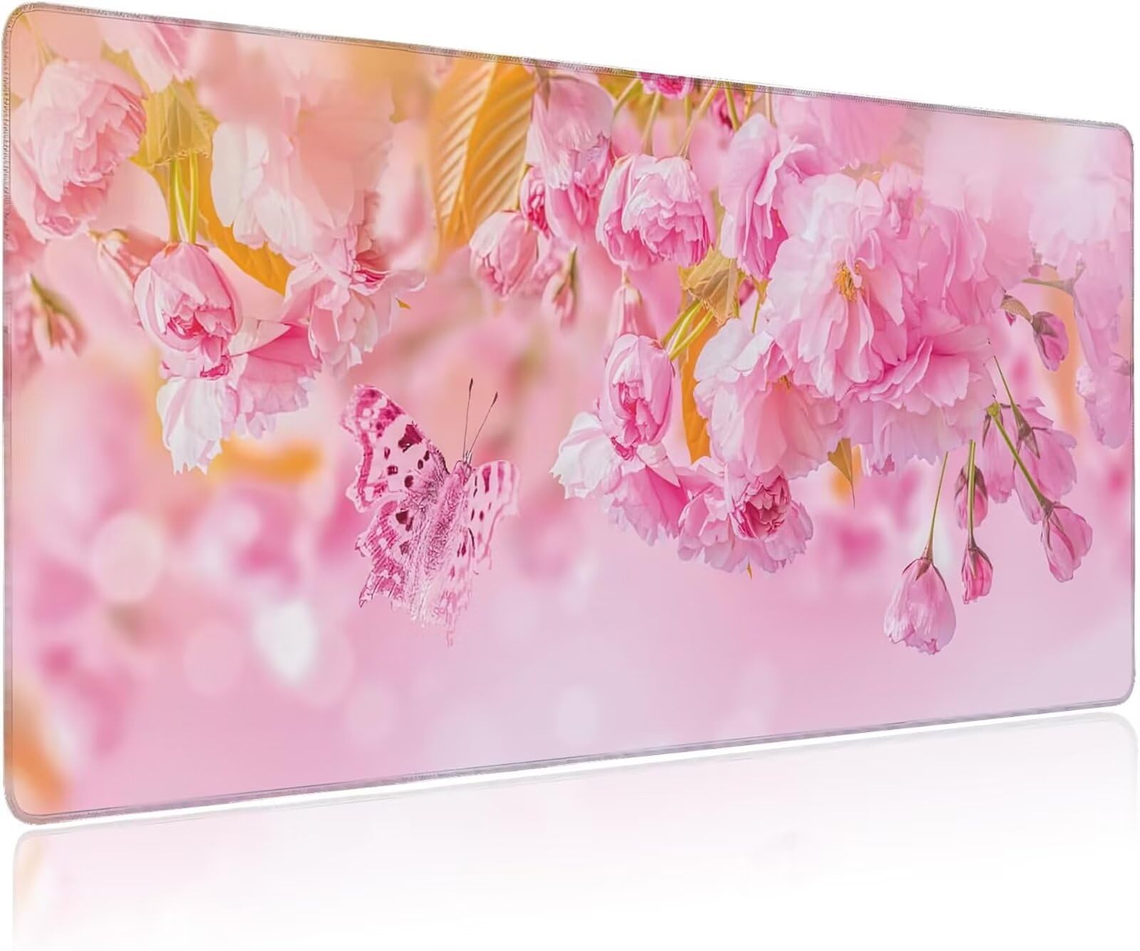 Tappetino per Mouse Grande 800x400x3mm Tappetino per Mouse da Gioco Rose Farfalla Rosa Tappetino da Scrivania Superficie Speciale Migliora la Precisione per Giocatori Ufficio Casa
