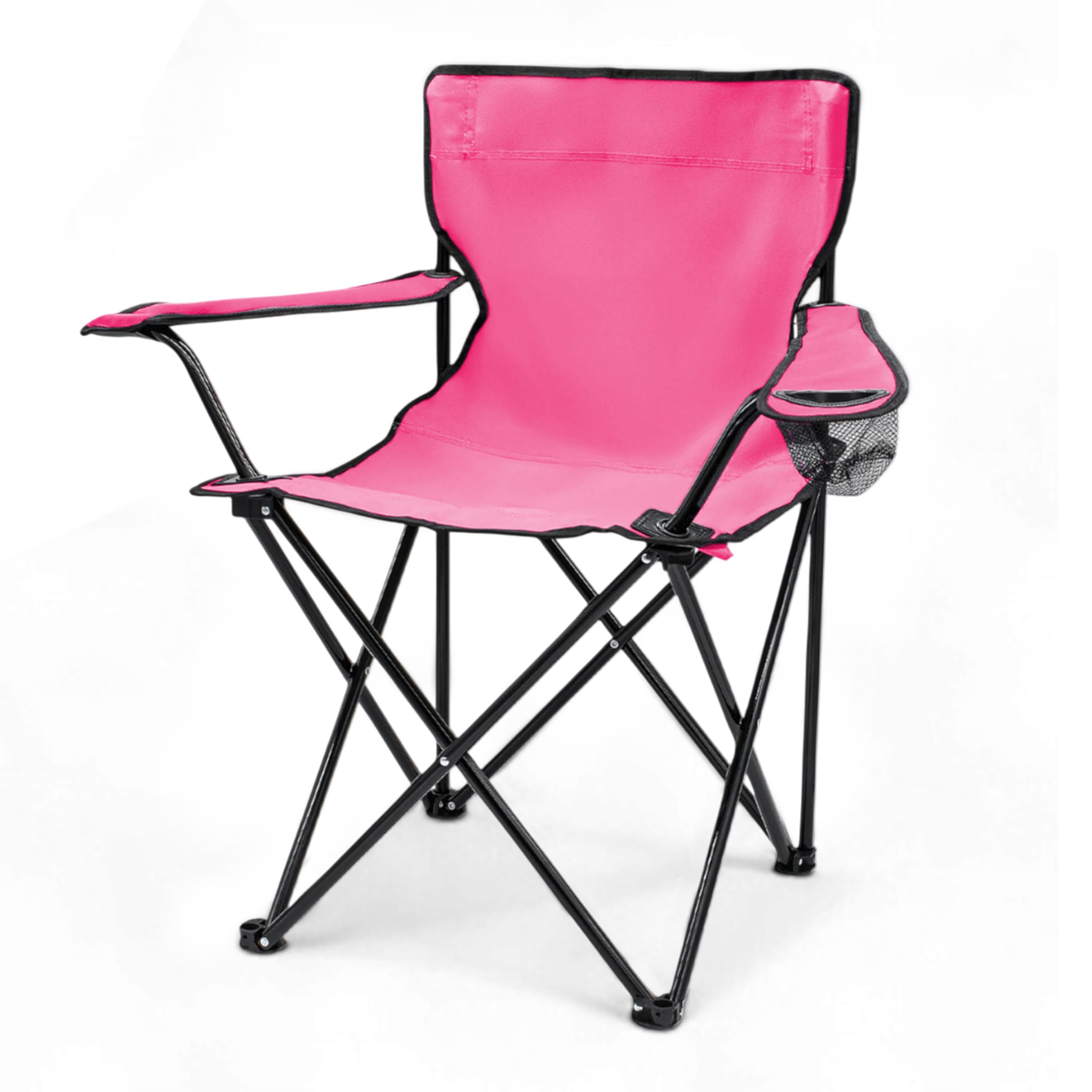 Silla plegable de camping, silla de pesca, con posavasos, rosa