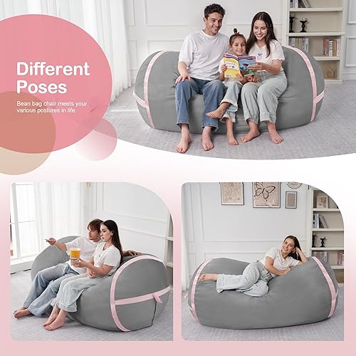 Miniatura 113 de HABUTWAY Puf gigante de 2 pies para adultos, con relleno de espuma viscoelástica, puf grande con funda de terciopelo holandés extraíble para sala de