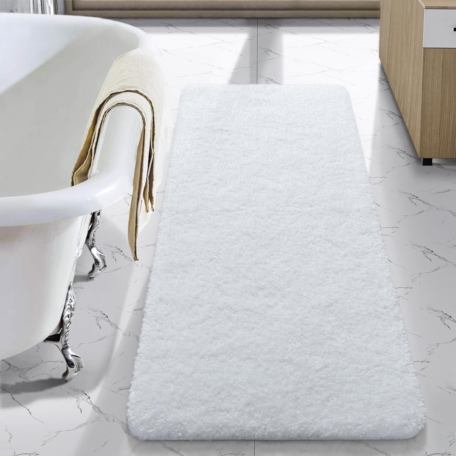 LOCHAS Alfombra de baño de 24 x 48 pulgadas, alfombra de baño de microfibra suave y gruesa y absorbente para baño, lavable a máquina, alfombra de baño antideslizante de felpa lanuda para bañera, suelo