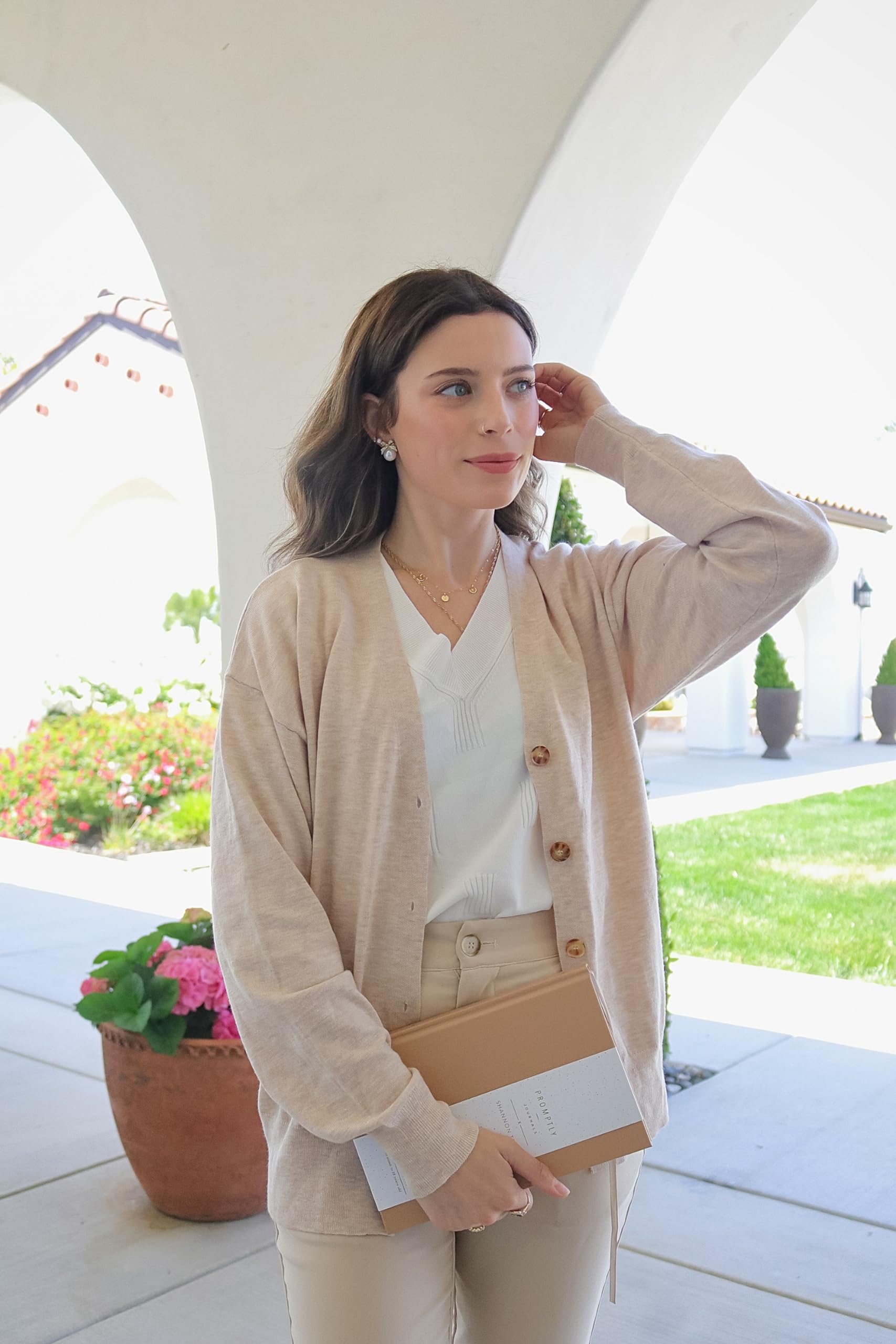 Arach&Cloz Cardigan da donna misto lana leggero autunno business casual cardigan maglioni