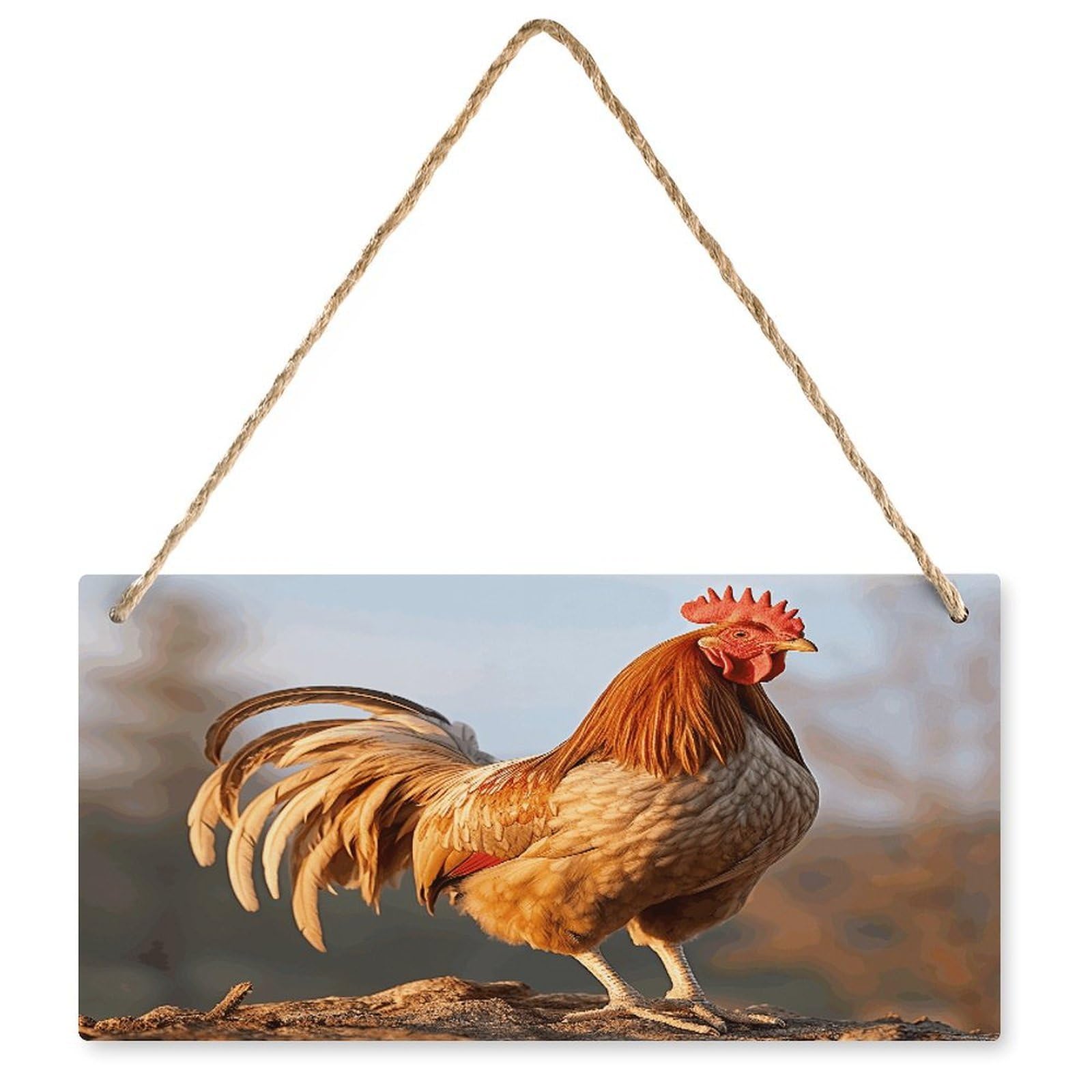 Fodpand Style Farm Rooster Wall Art Wooden Hanging Sign Decor, Artwork For Wall Decoration, Funny Plaque For Bedroom Kitchen Living Room Home Decoration 9.8 X 4.9 Inch