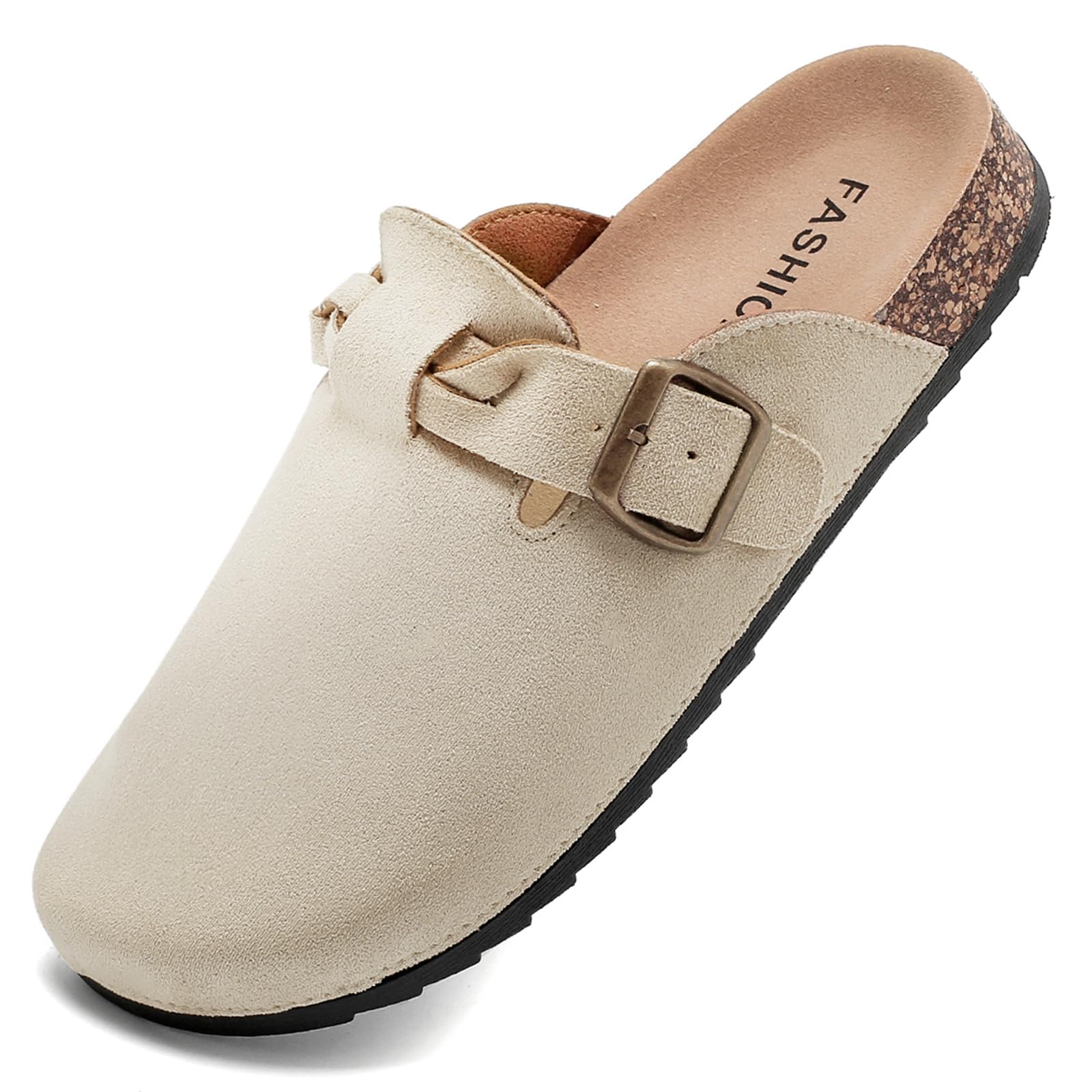 Sabot Uomo Ciabatte Donna,Zoccoli in Pelle con Sottopiede in Sughero,Sandali Uomo/Donna Pantofole in Pelle Scarpe da Giardino Traspirante