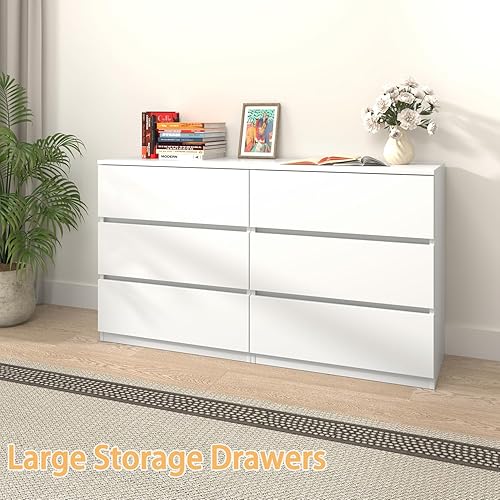 Miniatura 6 de furtble Cómoda de 3 Cajones, Cómoda Pequeña para Clóset, Mesa de Noche de Madera Blanca para Dormitorio, Cajonera Mesa Lateral Gabinete de