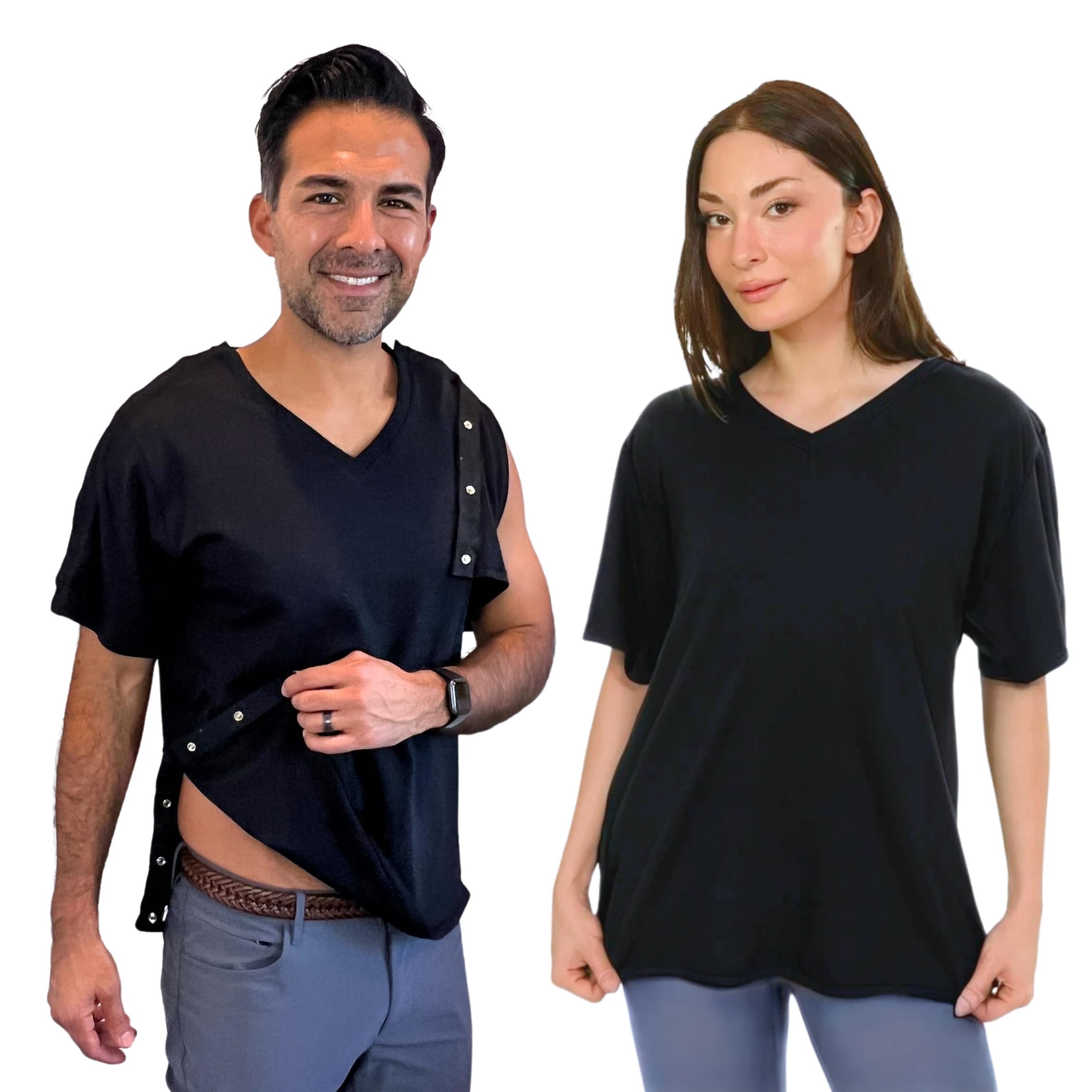 Inspired Comforts Unisex Post Surgery & Rehab V Neck Dual Access Snap Shirt