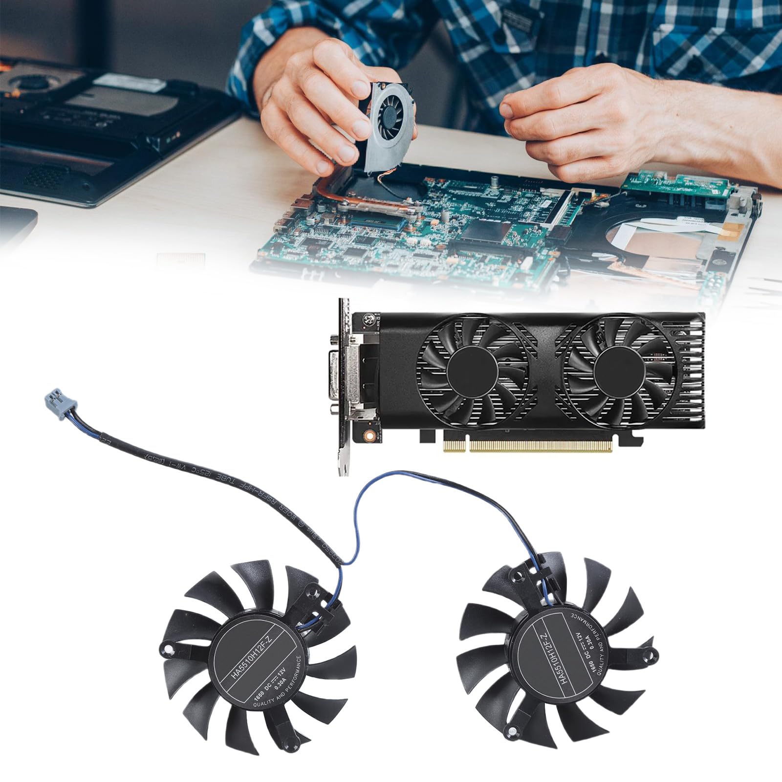 HA5510H12FZ Graphics Card Cooling VGA Fan 2Pin 12V Coolers Fan For 1650 4GB OC