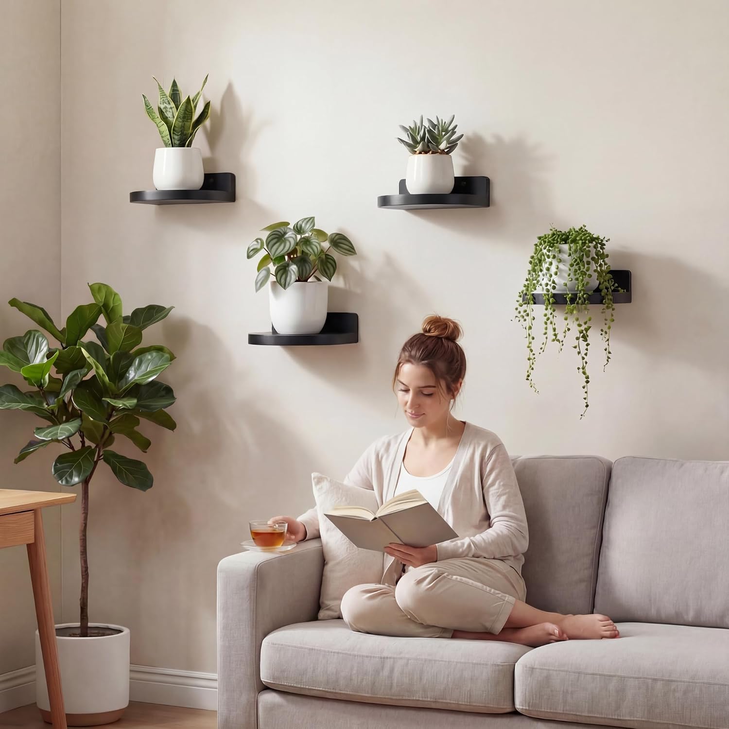 Round Small Floating Shelf,Small Wall Shelves,Mini Speaker Shelf Wood image 5