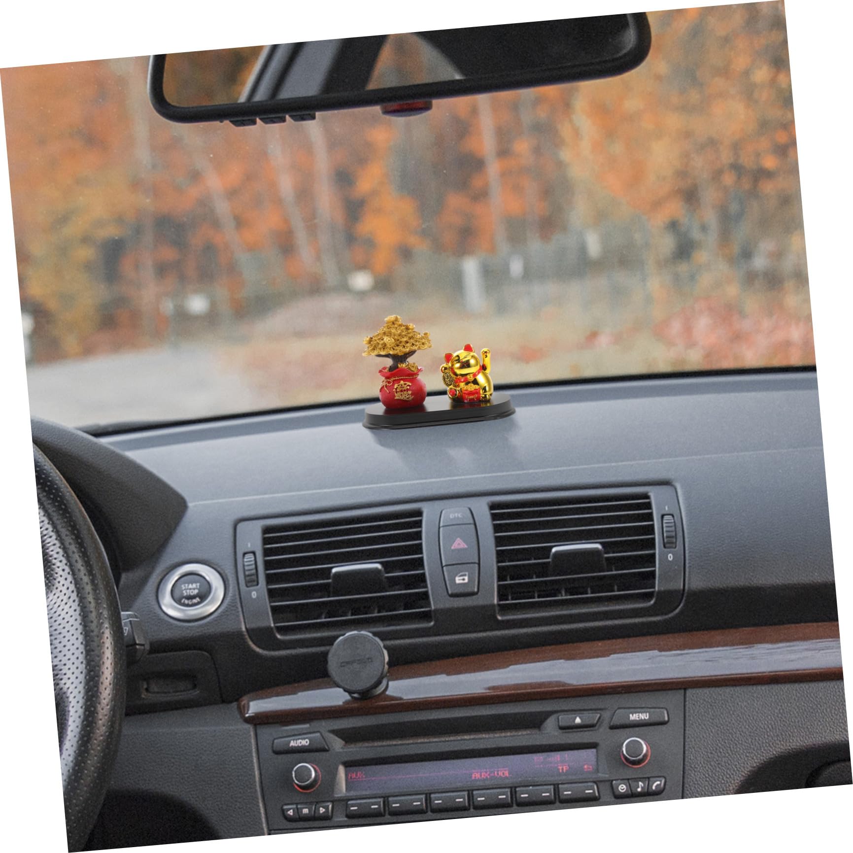 Cabilock 5 Piezas Figura de Gato Suerte Dorada para Escritorio y Coche