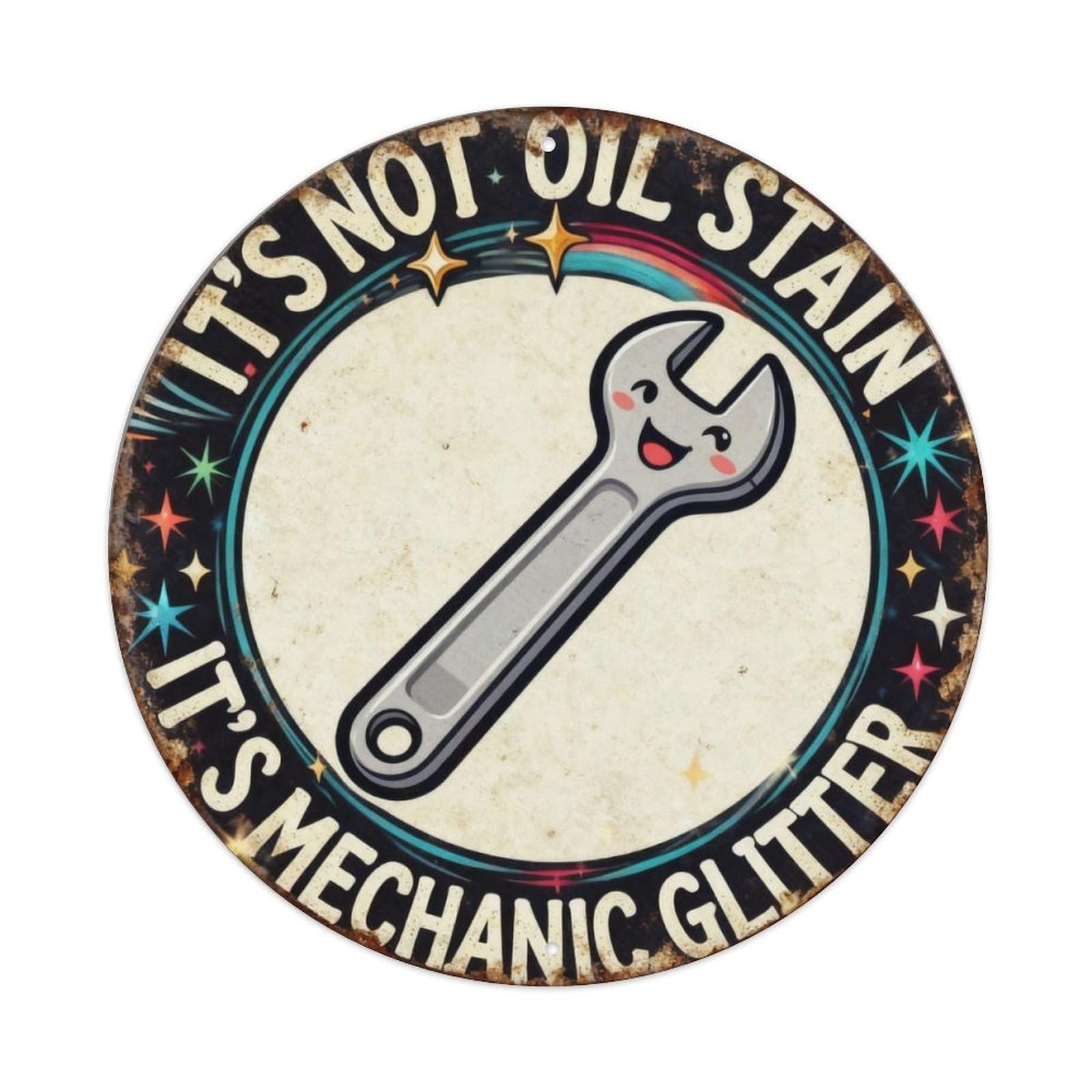 Mechanic Glitter Metal Tin Sign Plaque