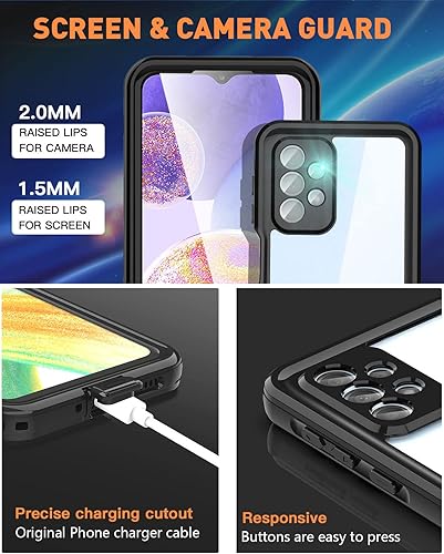 Miniatura 3 de AICase Funda impermeable para Samsung Galaxy A23 5G (6.6 pulgadas), a prueba de nieve, polvo y a prueba de golpes, protección de cuerpo completo con