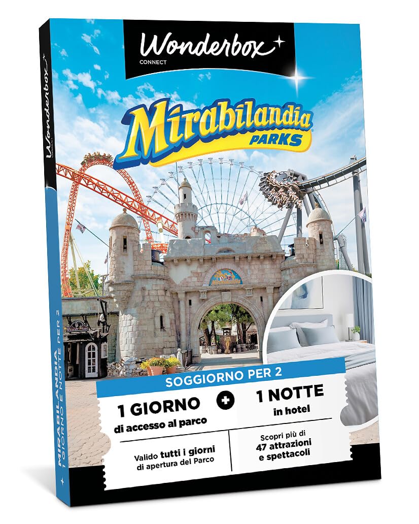 WONDERBOX Connect - Cofanetto Regalo - Mirabilandia Soggiorno - 2 Persone | 2 Giorni + 1 Notte in un albergo vicino al Parco - Valido 27 mesi