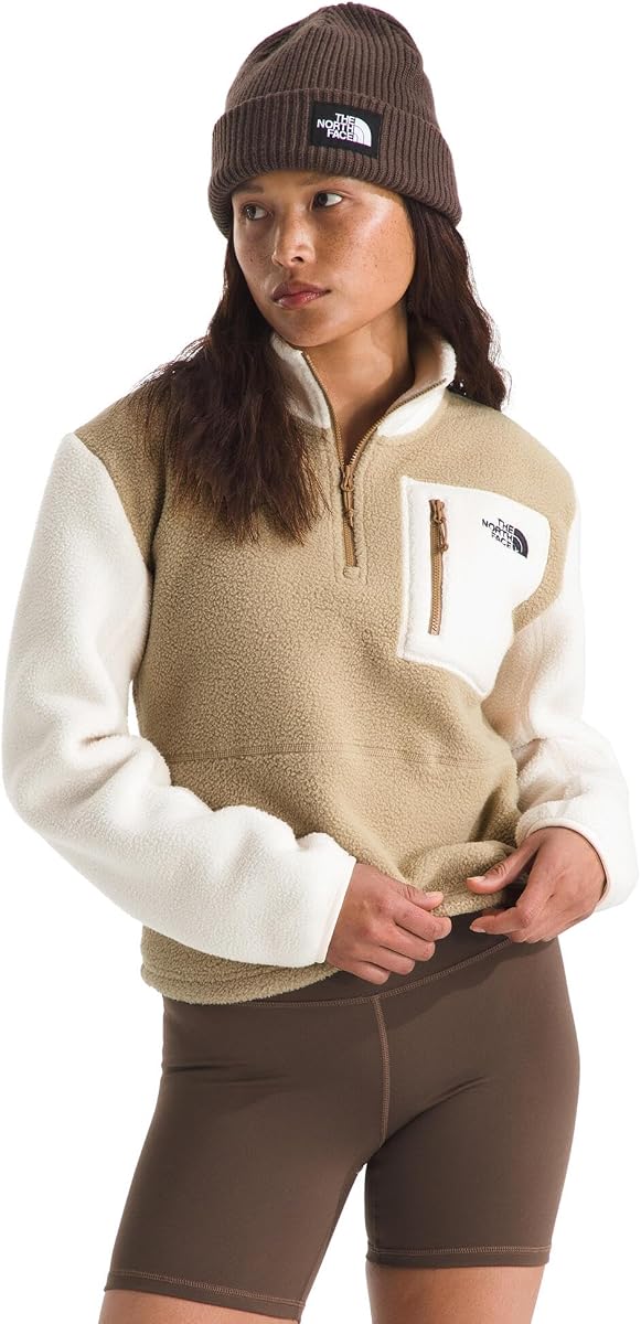 Chaqueta Yumiori con cremallera de un cuarto para mujer | Abrigo ligero de forro polar con logotipo bordado y bolsillo seguro con cremallera en el pecho.