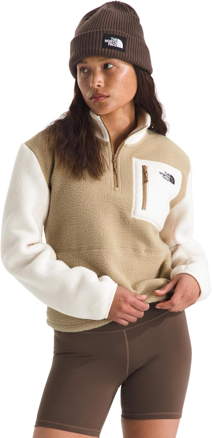 The North Face womens Yumiori Quarter Zip Jacket - Lightweight Fleece Pullover With Embroidered Logo, Secure Zip Pockets