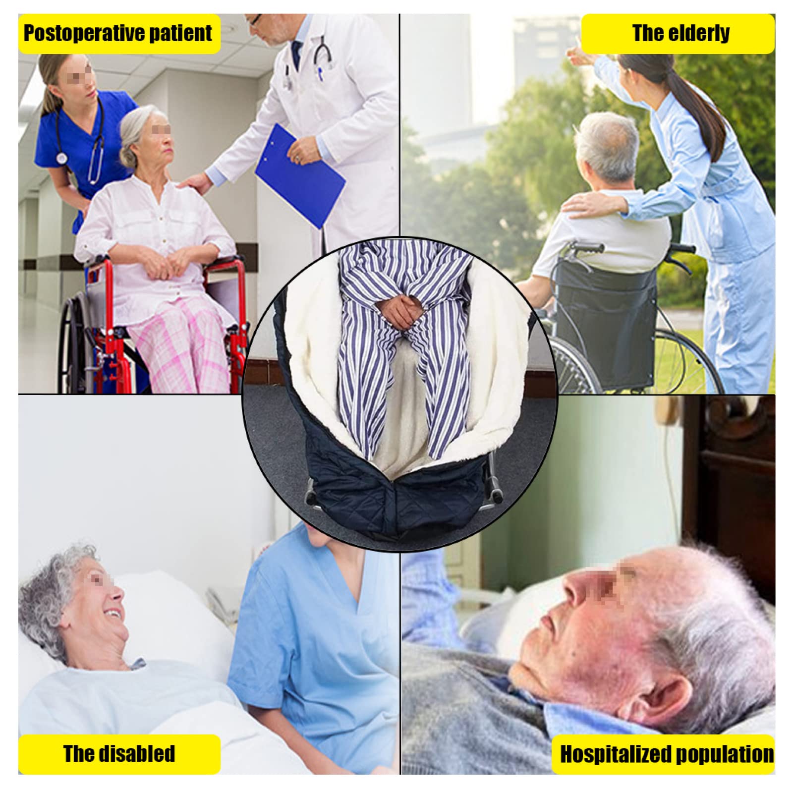 Funda Impermeable para Silla de Ruedas, Manta para Silla de Ruedas, Saco de Invierno para Silla de Ruedas, Funda acogedora con Forro Polar con Cremallera para Pacientes Mayores y piernas DIS