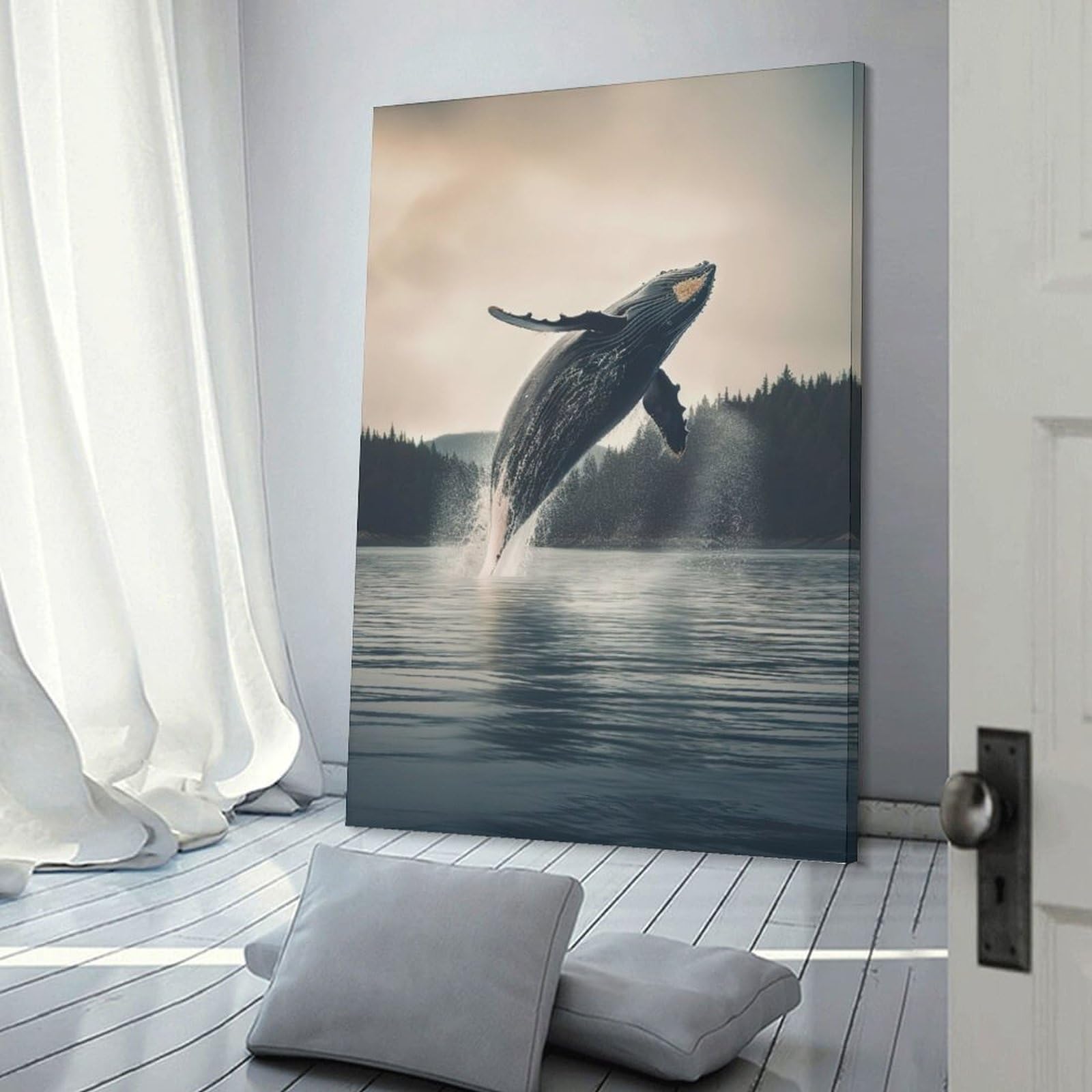 Junmoney Whale Shark Portrait Wall Decor Canvas Print, 08x12inch(20x30cm), for Wall Displays, Bedrooms Or Room Updates, Wall Decor Suited to Curated Displays