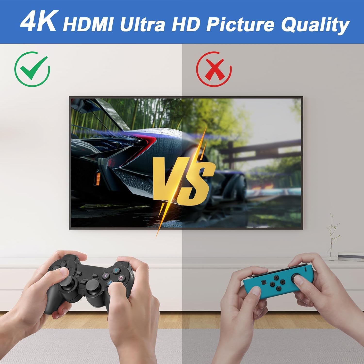New 4k tv** Video Game Wireless Retro Game Console, Plug and Play Video Game Stick Built in 20000+ Games,9 Classic Emulators, High Definition HDMI Output for TV with Dual 2.4G Wireless Controllers 4