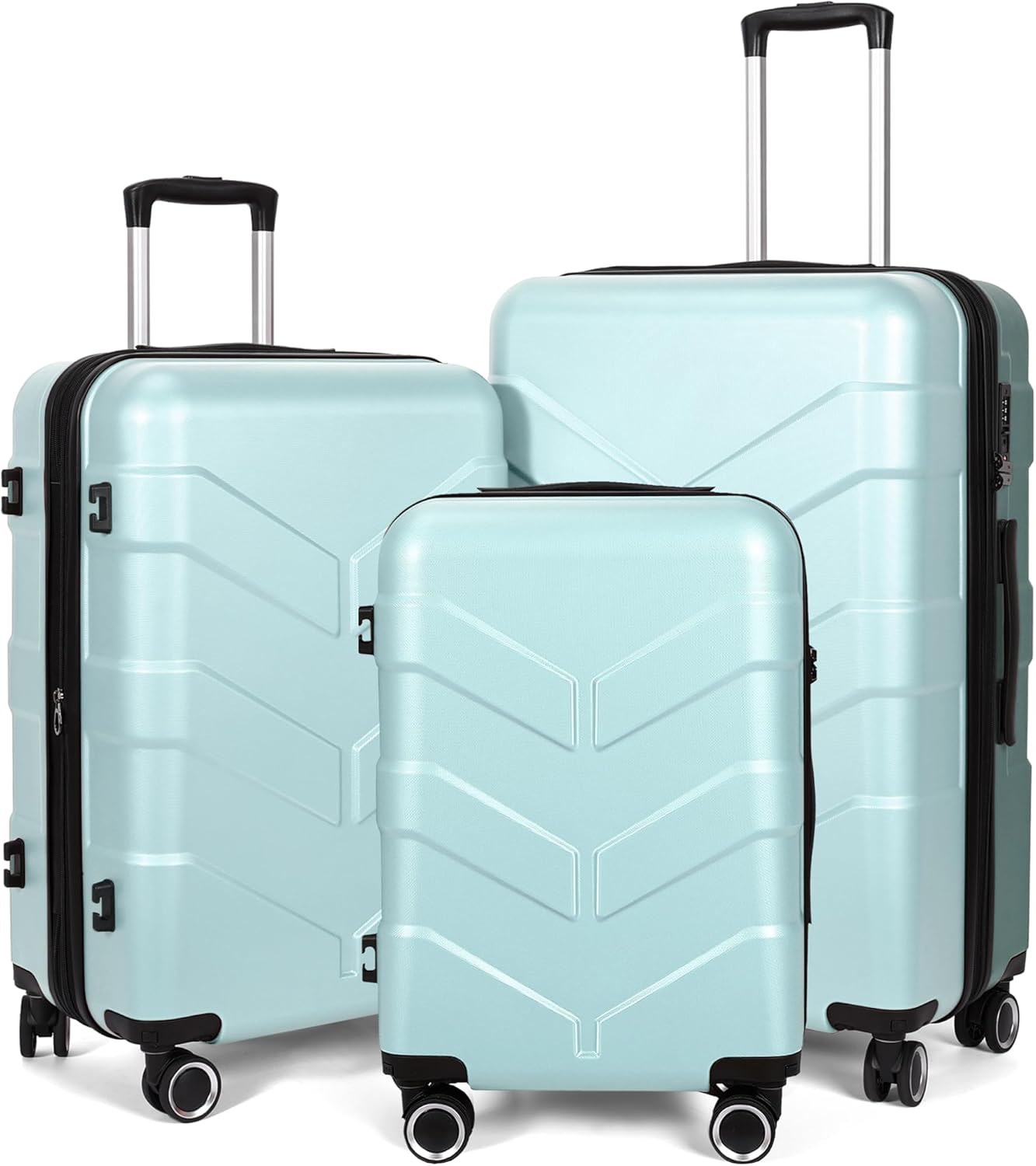 Luggage Sets 3 Piece with Spinner Wheel, Hardside Suitcase Set with TSA Lock, Expandable Lightweight Travel Luggage for Men and Women, Mint Green Upgraded