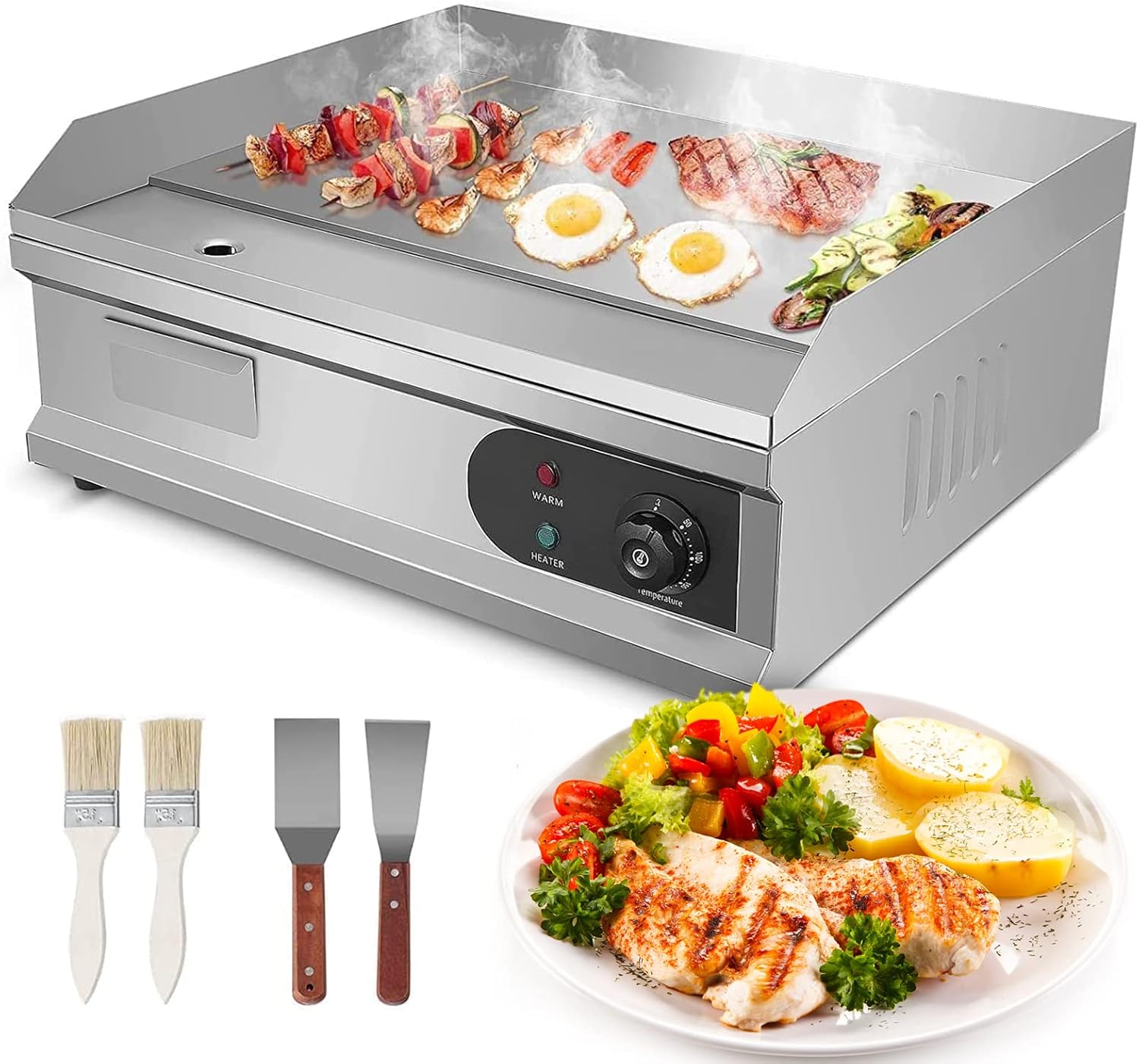 LIVOSA 25.5” Electric Grill Outdoor Flat Top Grill 4000W