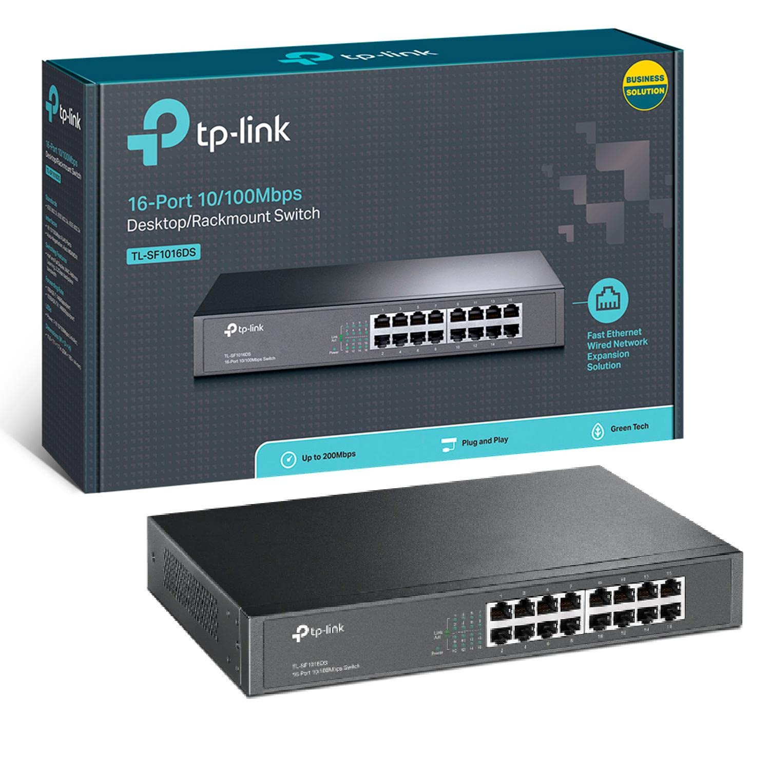 TP-Link TL-SF1016DS - Switch Ethernet, 16 puertos, Plug & Play, Metal | 16 Puertos Gigabit. Plug & Play, No Necesita Configuración. Diseño sin Ventilador, Silencioso. Carcasa Metálica.