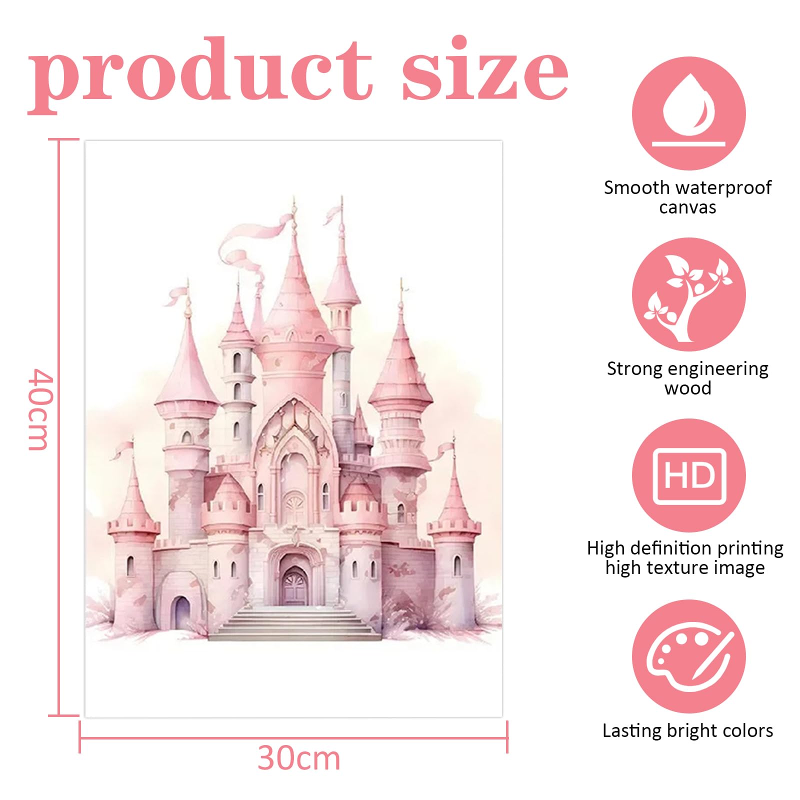 Zamety Poster da Parete Ragazza, Quadro Camera da Letto 30×40cm, Set di 3 Poster Arcobaleno Unicorno Principessa e Castello, Stampe da Parete Adatto per Camerette per Bambine, Senza Cornice