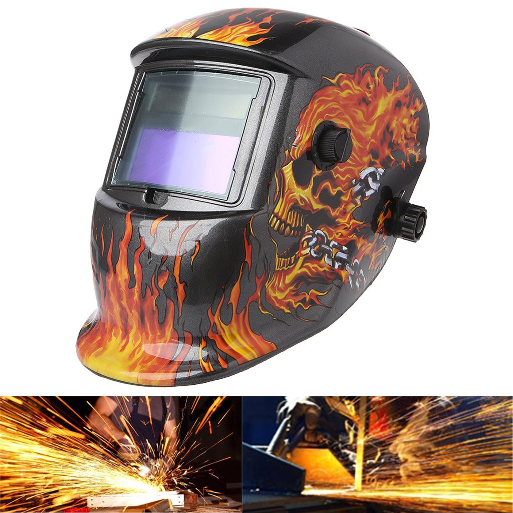 Casco per saldatura solare Occhiali automatici Fiamma del cranio