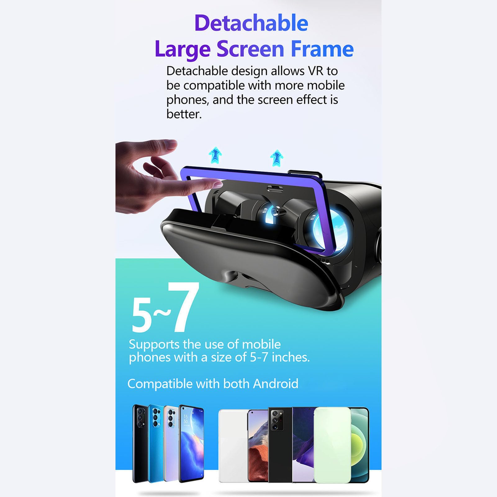 XUMIUZIY Cuffie VR per Telefono, Occhiali 3D VR con Controller Bluetooth, Lenti HD Anti-luce Blu FOV 120° e Ingranaggi Regolabili, Cuffie realtà Virtuale 3D per Telefono da 5-7 Pollici