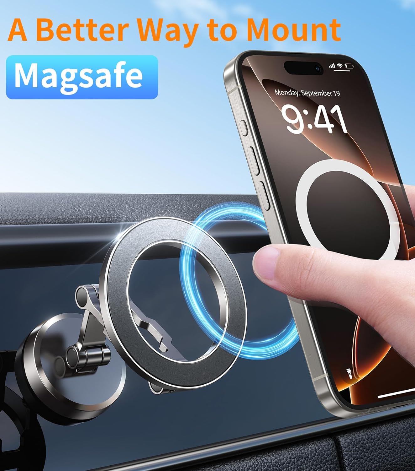 kaistyle for Magsafe Car Mount【Tri-fold & All Metal】Magnetic Phone Holder for Car Phone Holder Mount Dashboard Cell Phone Holders for Your Car Accessories for Women Men for iPhone 17 Pro Max 16 15 14 - Image 5
