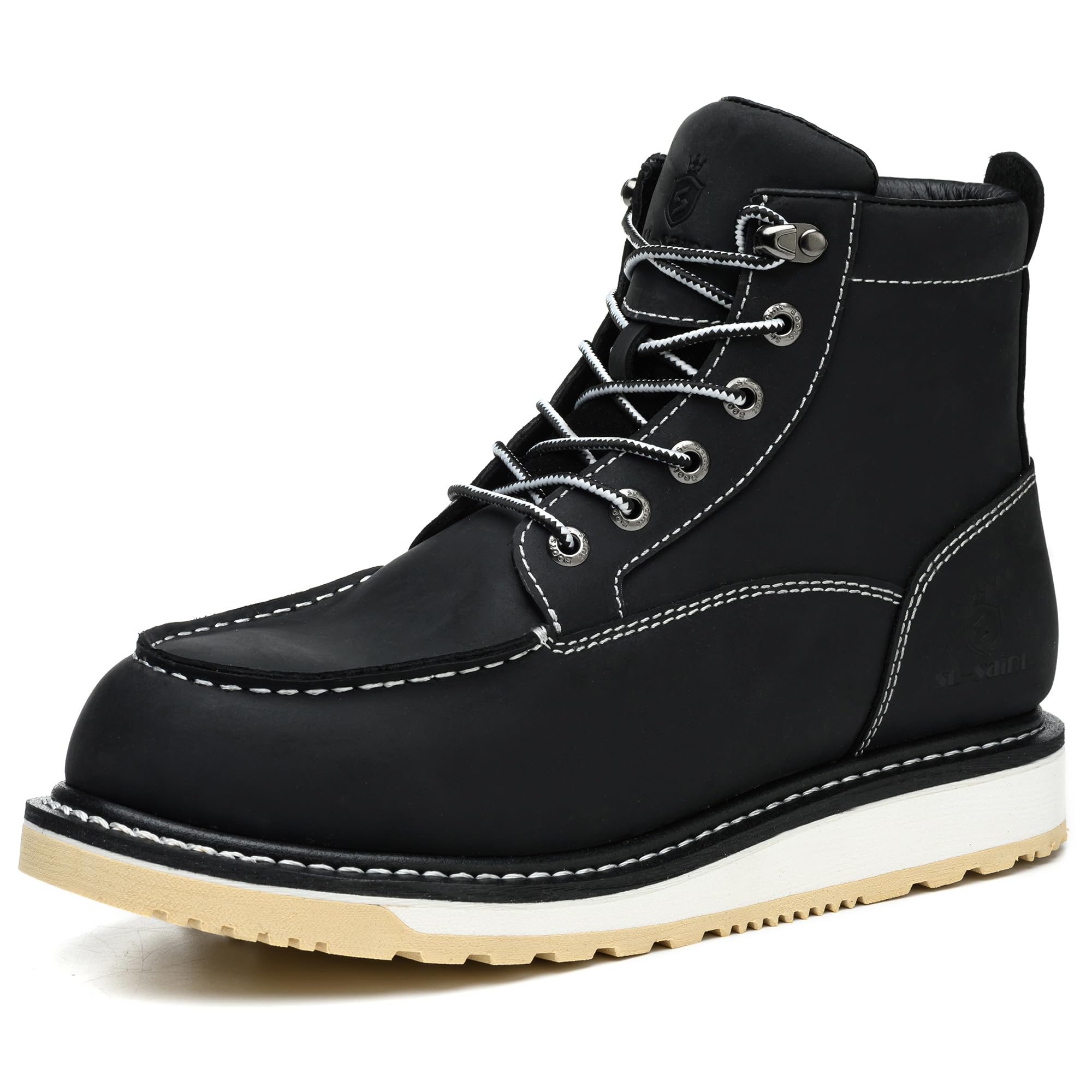 SL-Saint Stivali a mano con punta morbida e impermeabile Goodyear-welted 6'' Nero/Marrone