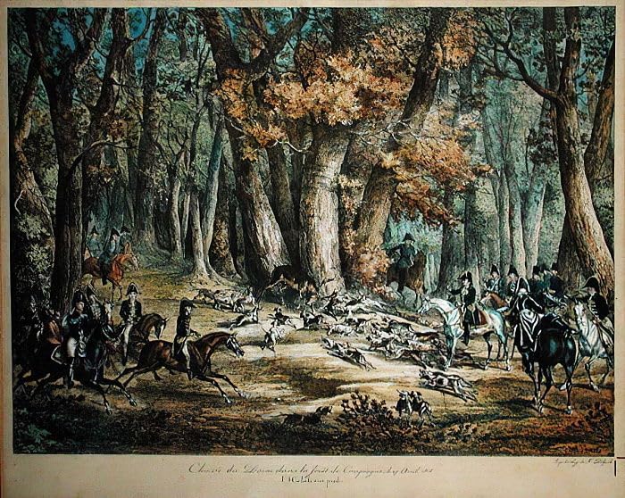 Regalo original de cuadro en lienzo Cazando ciervos en el bosque de Vernet 60x90cm