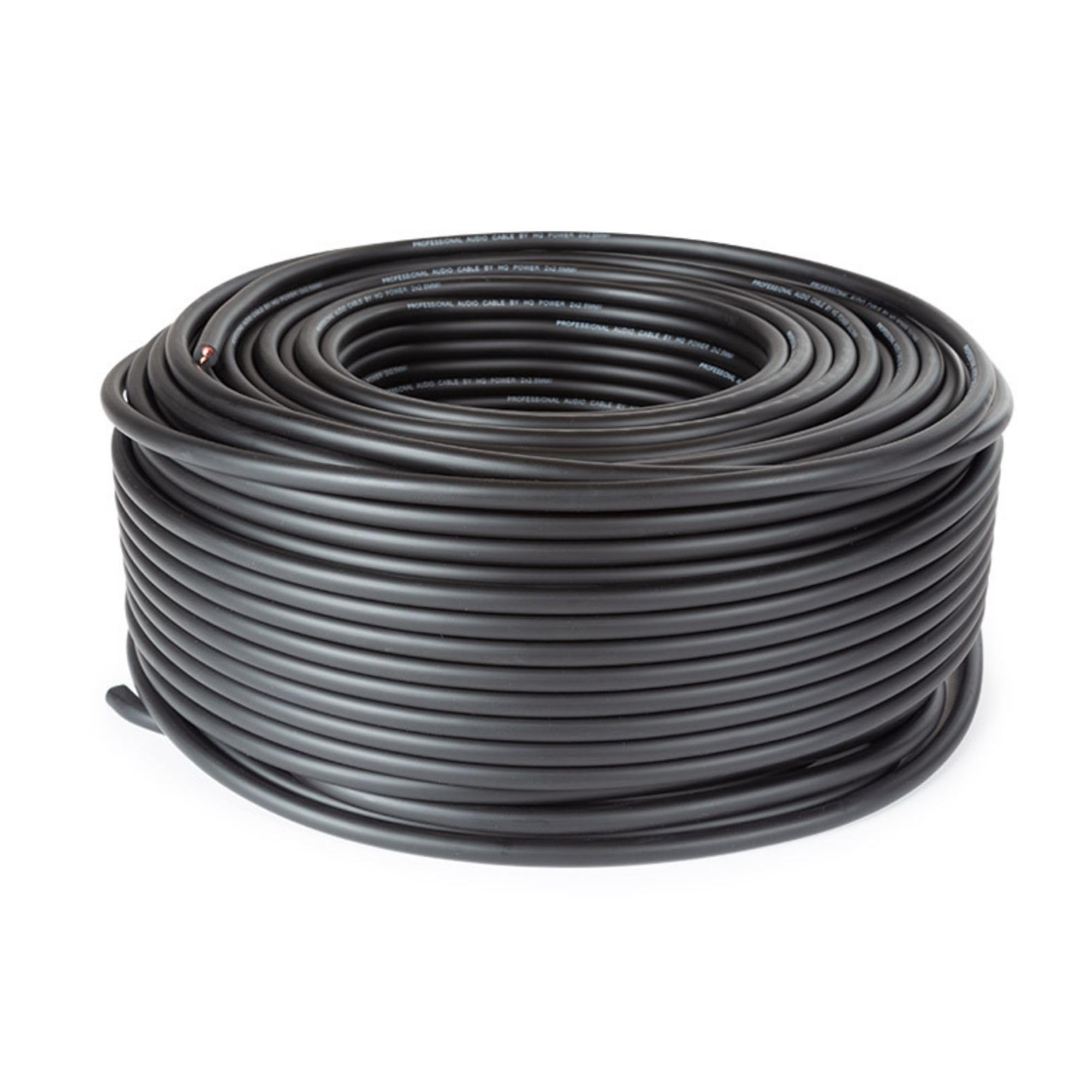 HQ-Power Câble haut-parleur 2x2.50mm², 100 mètres, noir, rouleau, cuivre OFC pur pour systèmes audio 100 V/PA, installation hi-fi, transmission sonore professionnelle de qualité