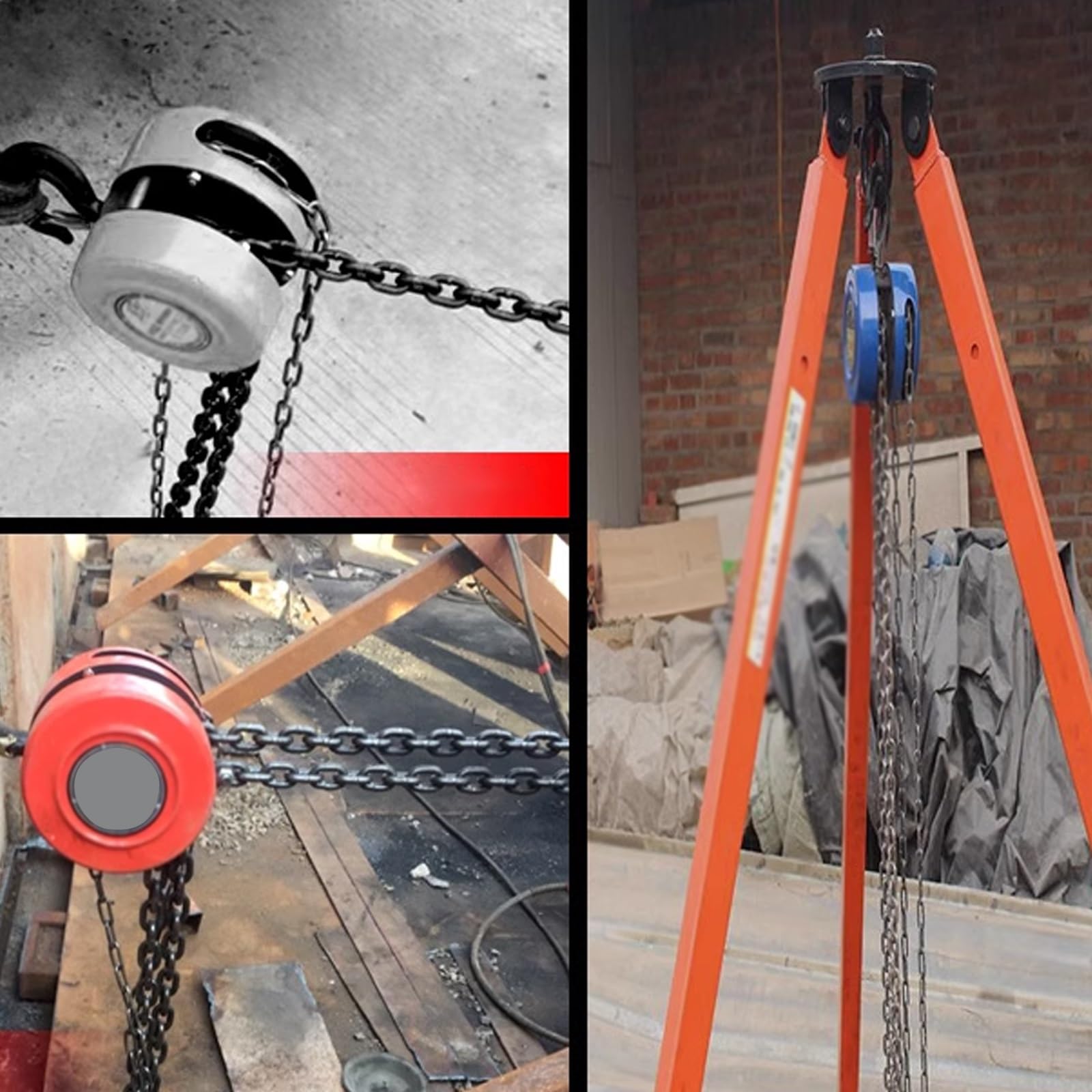 Polipasto de cadena manual de 3 toneladas para trabajo pesado - Bloque de elevación manual de 9,8 pies con ganchos dobles Construcción de acero Herramienta de elevación roja resistente para uso en a