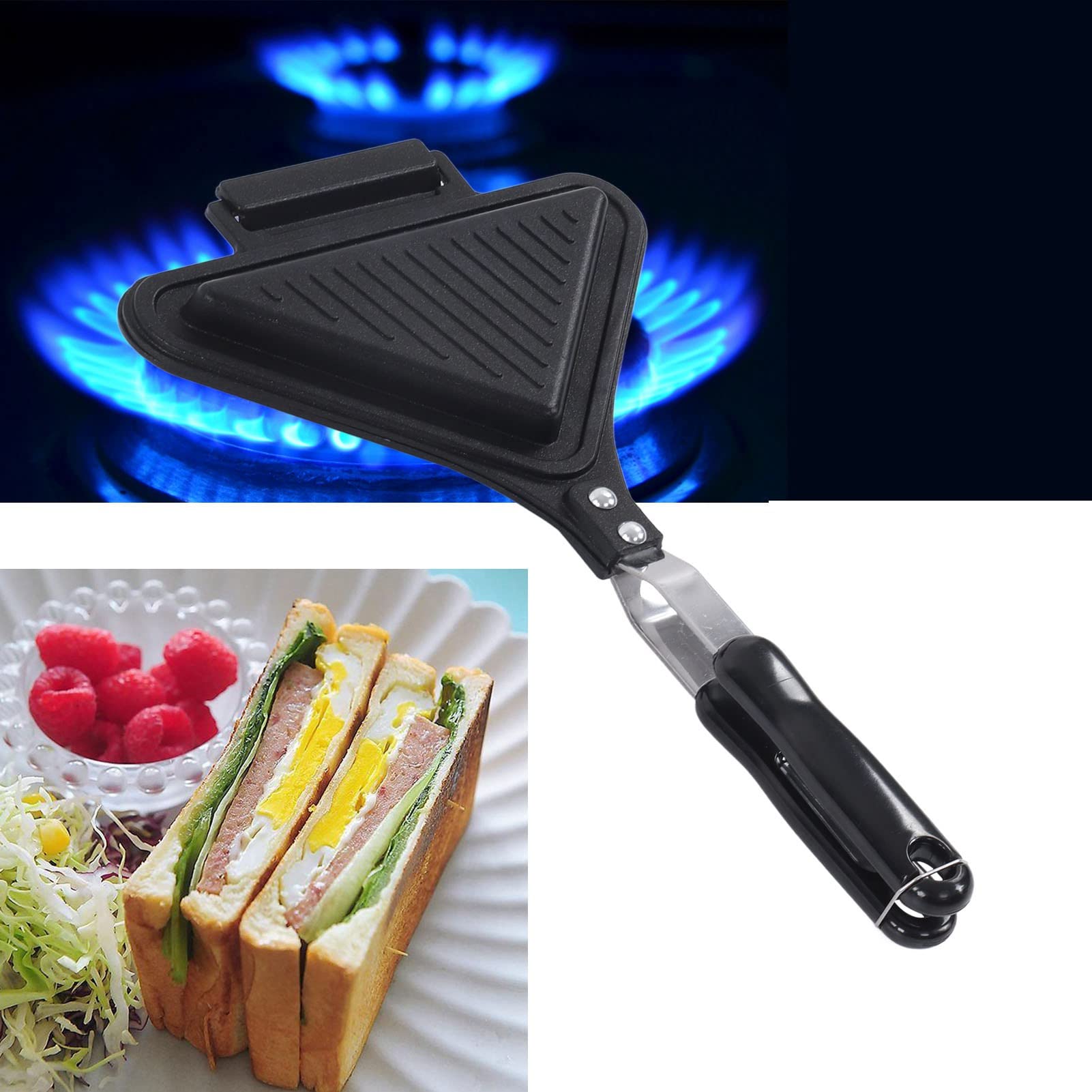 Amazon | ノンスティックホットサンドメーカー、三角形のサンドイッチ