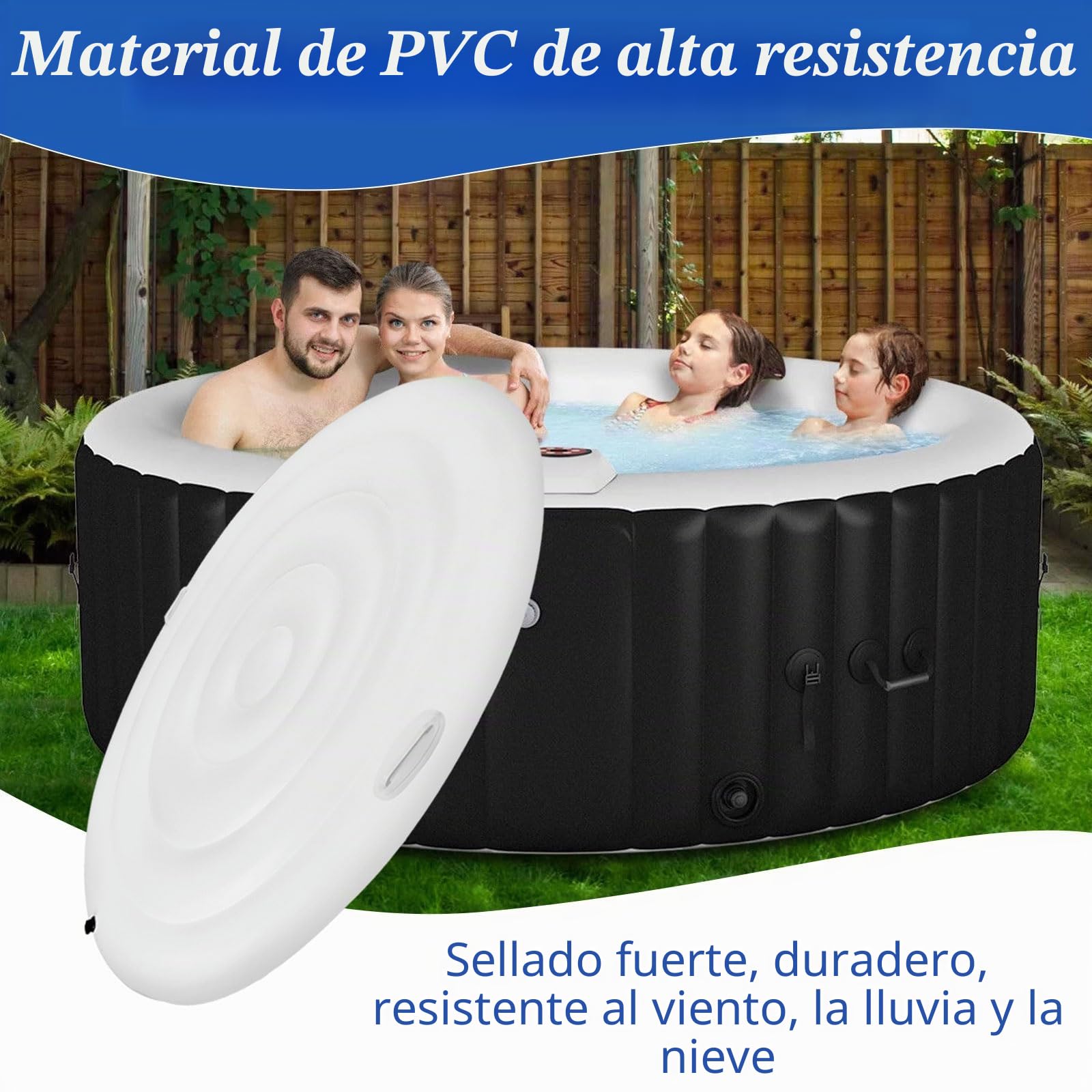 Cubierta Inflable para Bañera de Hidromasaje Redonda 160cm, Tapa de Hinchable SPA Exterior Cubierta de Bañera Aislada, Cubierta Inflable para Jacuzzi, Corte de Viento Impermeable a Prueba de Polvo | Manta de spa de ahorro de energía con asas, adecuada par