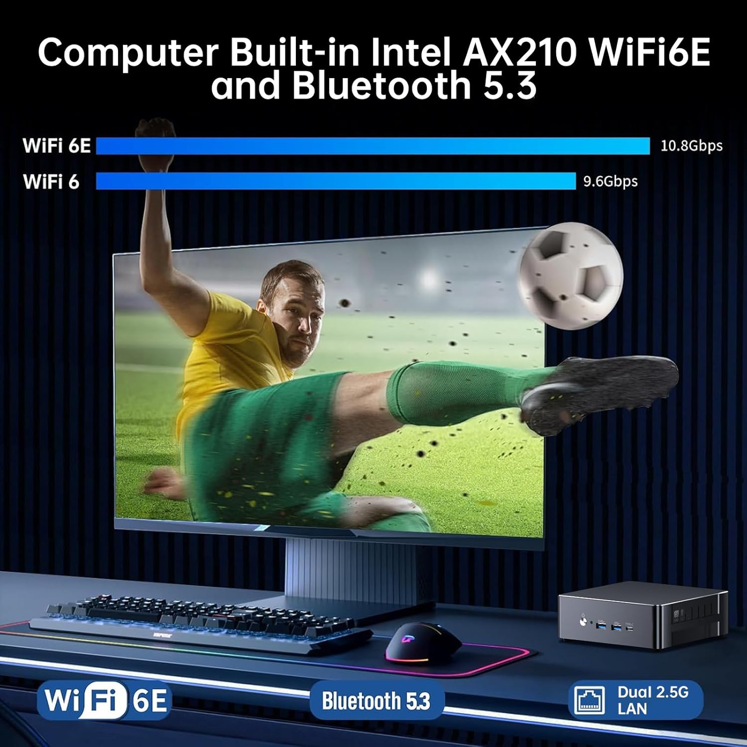 Mini PC, Desktop Computer Core i9-13900H, 14 Cores Upto 5.4GHz, Win-11 Pro, 64G DDR5, 4T M.2 PCIE4.0 SSD, Dual 2.5G LAN, DP/HD/USB4.0, USB3.2, Triple Display, 8K/4K@60Hz, WiFi6E/BT5.3