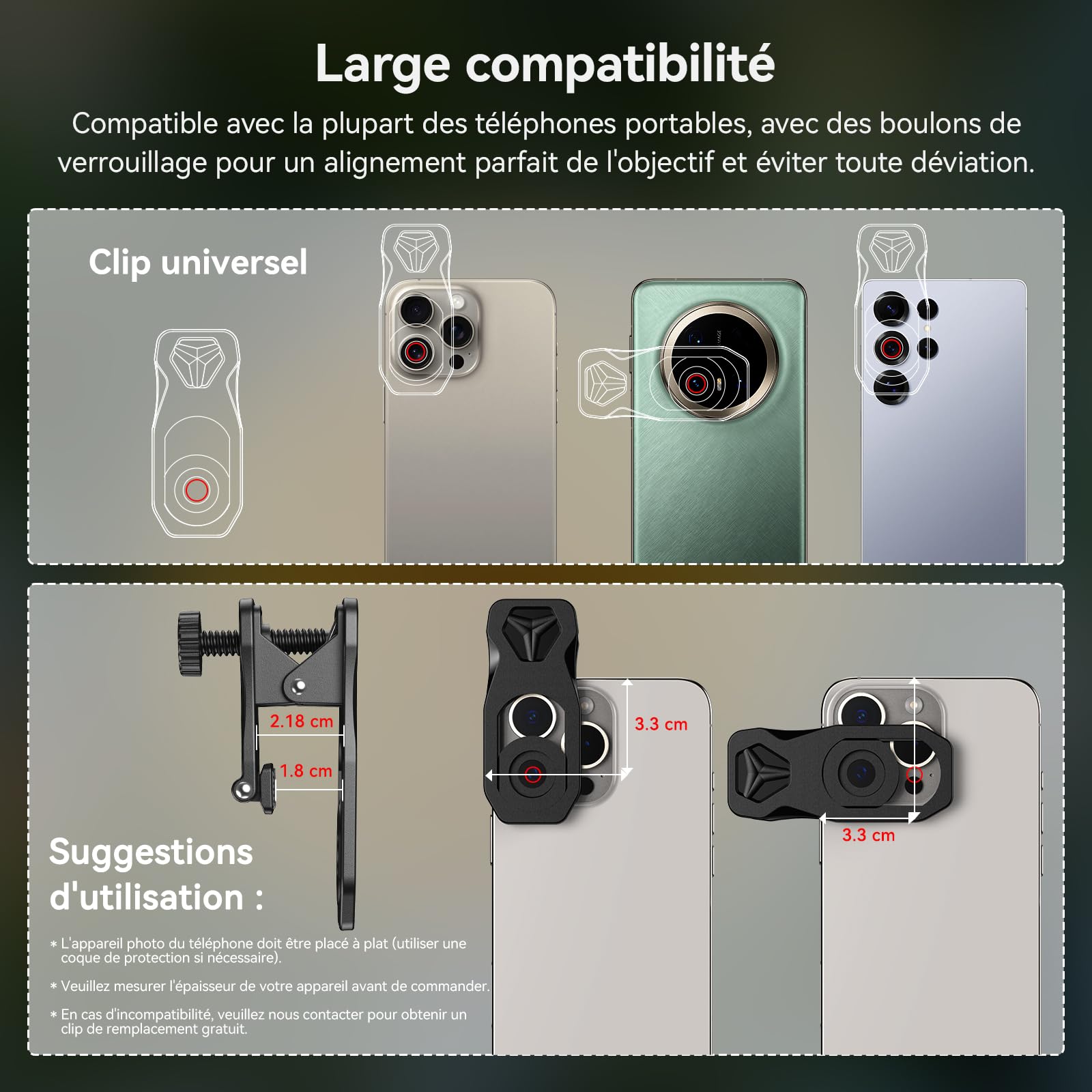 APEXEL Objectif Macro Professionnel pour Smartphone HD Macro Objectif Smartphone Compatible avec iPhone, Pixels, Samsung Galaxy, Huawei, Xiaomi et la Plupart des téléphones Mobiles