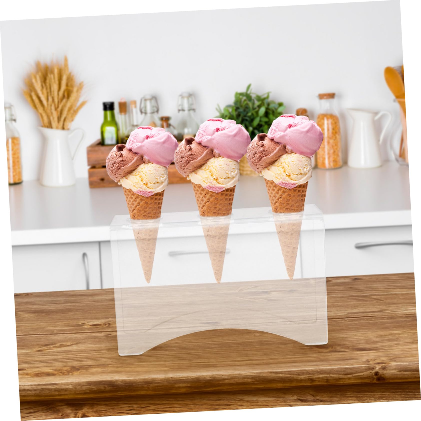 Amazon.co.jp: LABRIMP 透明アイスクリームコーンホルダー 卓上用