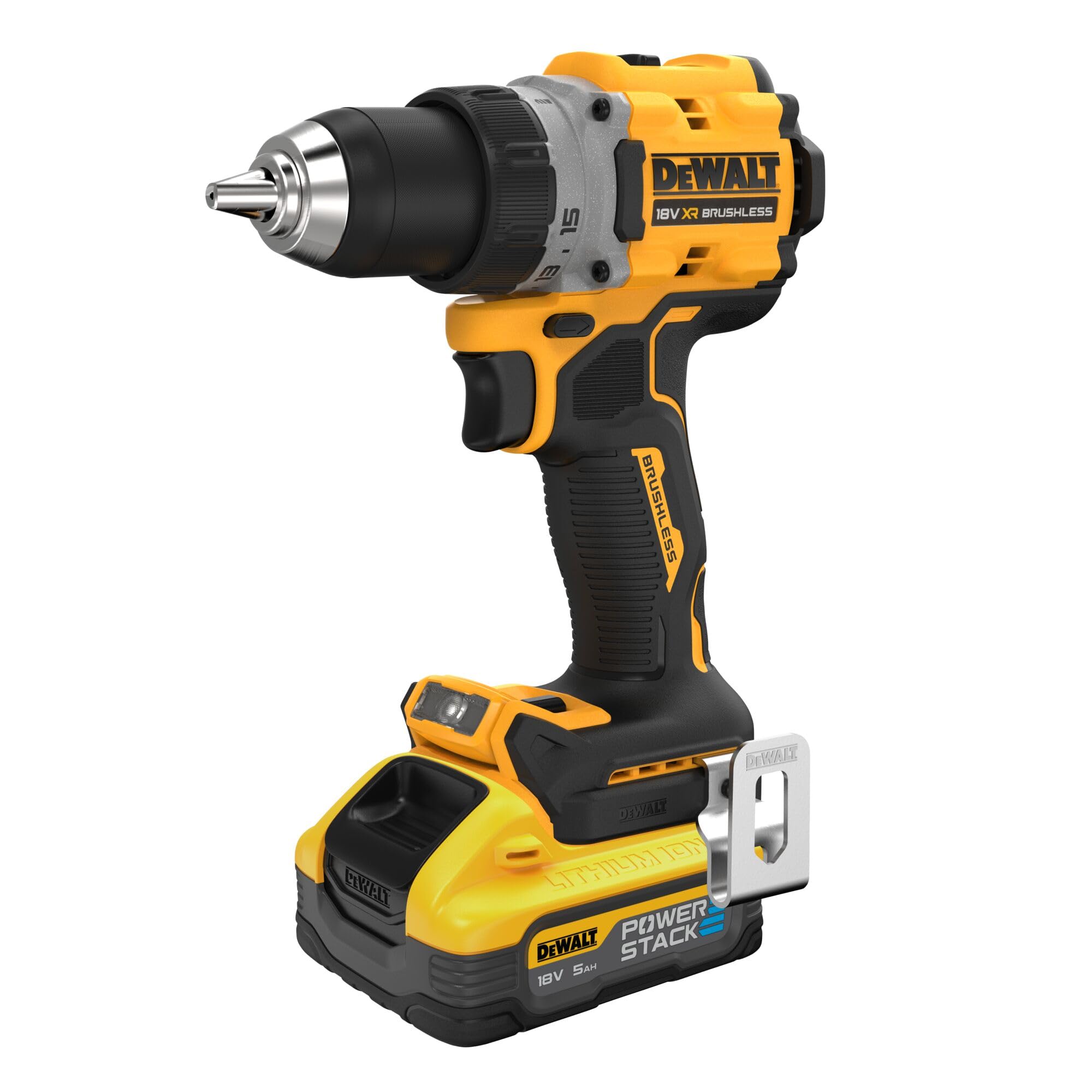 DEWALT Taladro Atornillador sin escobillas XR 18V 13mm 90Nm con 2 baterías POWERSTACK Li-Ion 5Ah y maletín TSTAK per chi cerca qualità e praticità, per uso pratico e risultati affidabili, 13mm