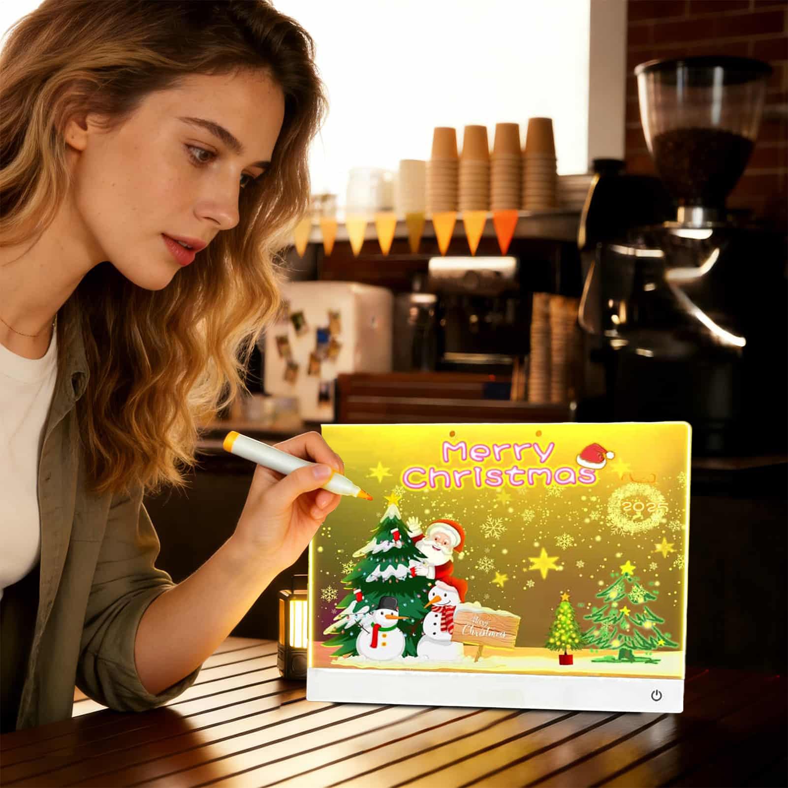 Pizarra LED para Dibujar,con Soporte Y Luces LED De 7 Colores Y 3 Modos,Pizarra Infantil para Bocetos Luminosa - para Niños Niñas Preescolares Estudiantes De Primaria Y
