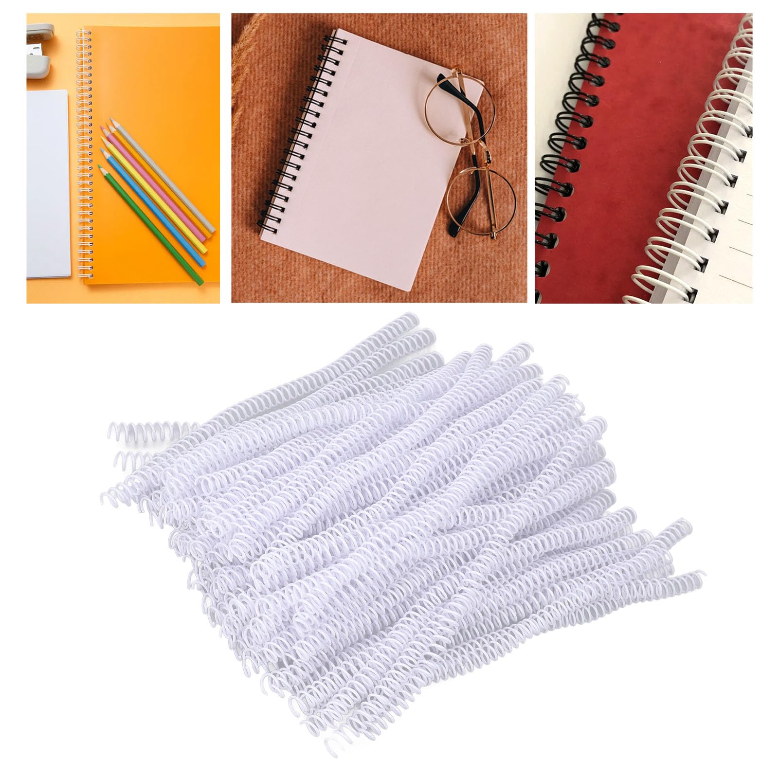 GOTOTOP Binding Coils 100Pcs Spiral Binding Coils Plastic 48 Teeth 4:1 Ratio 75 Sheet Capacity for A4 Paper, Easy to Add or Reduce Paper, Long Term Productivity (White)