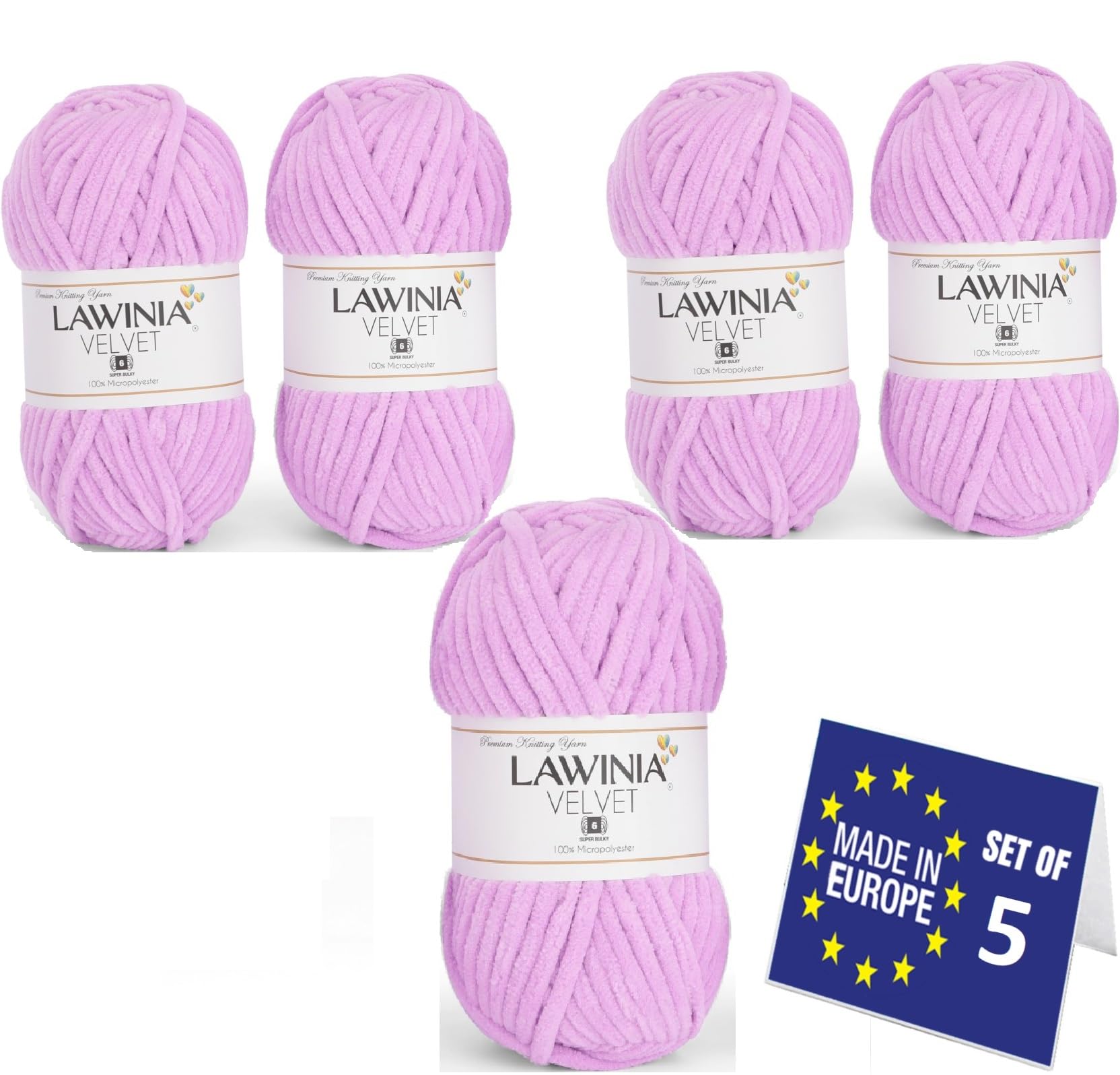 LAWINIA Premium Soft Chenille Yarn Chunky for Knitting Thick Velvet Yarn, Does NOT SHED, Plush Crochet Chunky Wool
