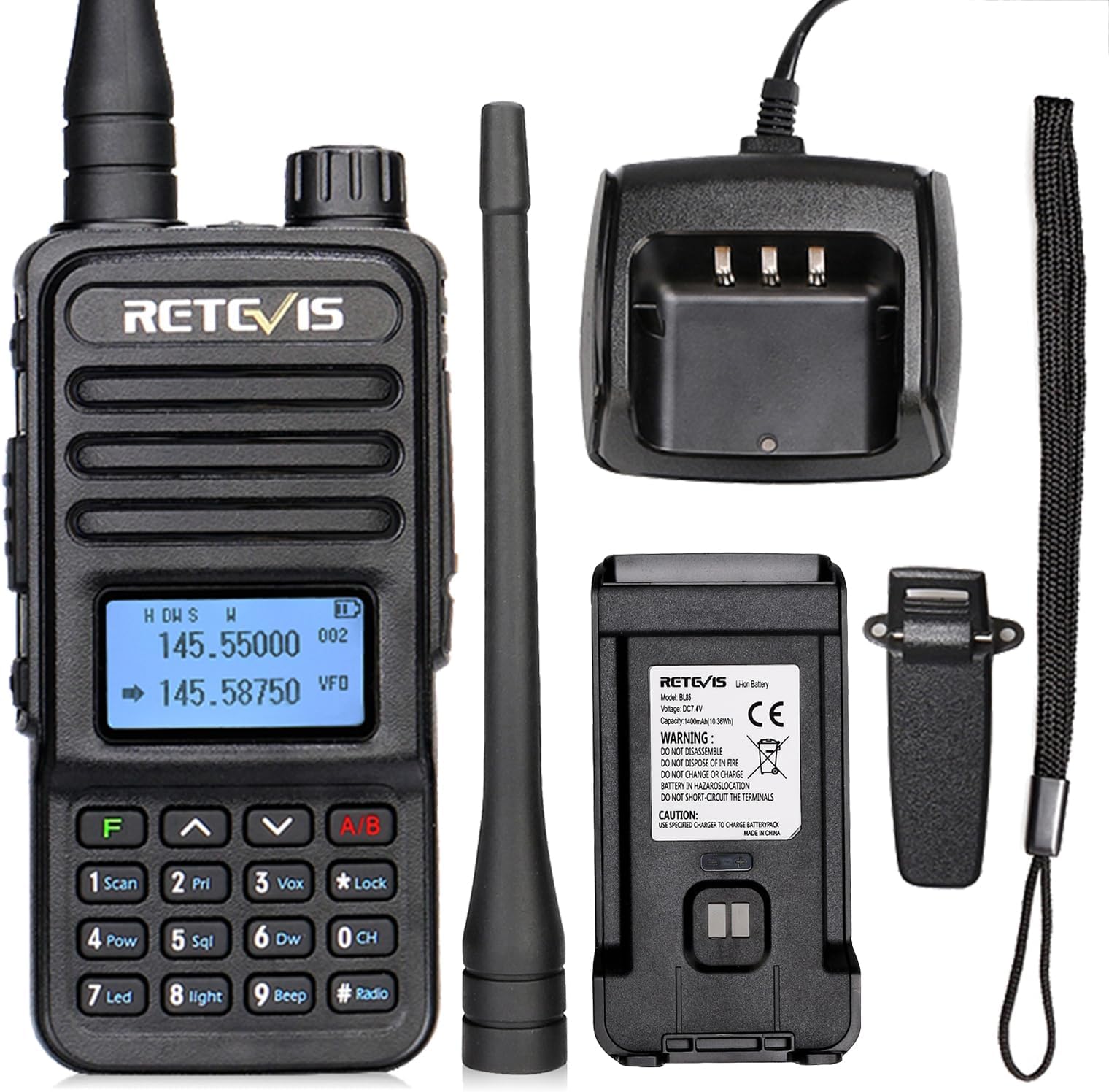 Retevis RT85 Walkie Talkie Dual Band, Long Range 2 Way Radio Scanner - View #2